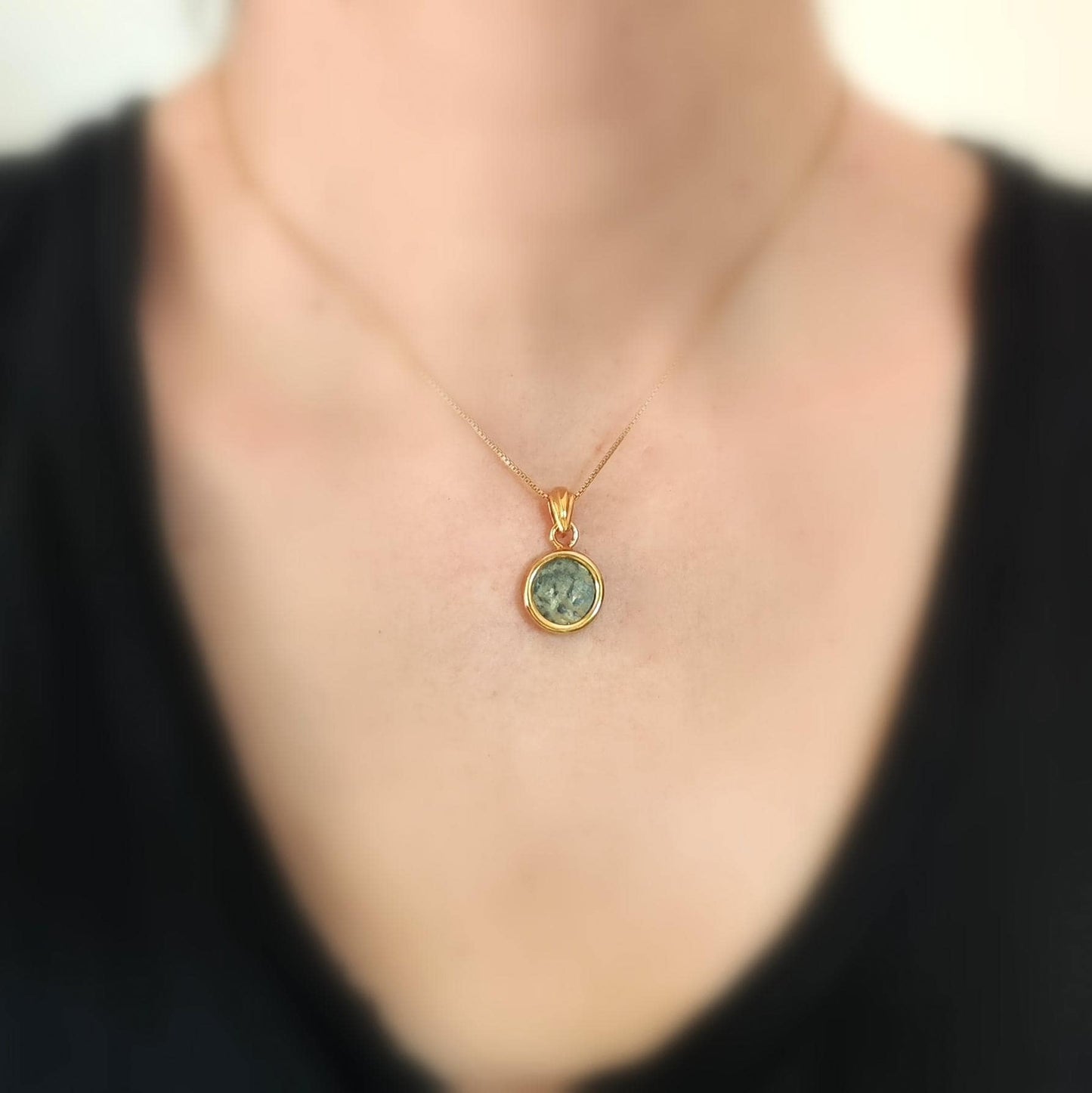 Mark 12:41 Widow's Mite Biblical Coin Necklace, Genuine Antique Christian Coin Gold Plated Minimalist Small Pendant