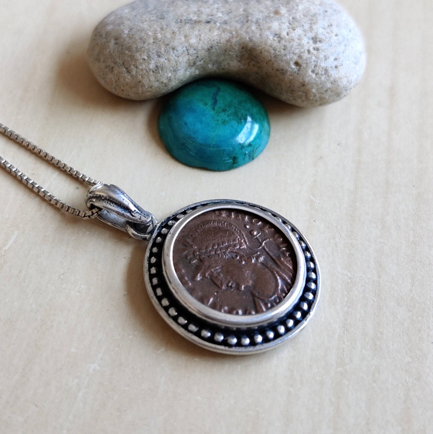 Genuine Certified Roman Coin Silver Necklace of Emperor Constantius, ancient bronze coin pendant, men gift, vintage style unisex Medallion
