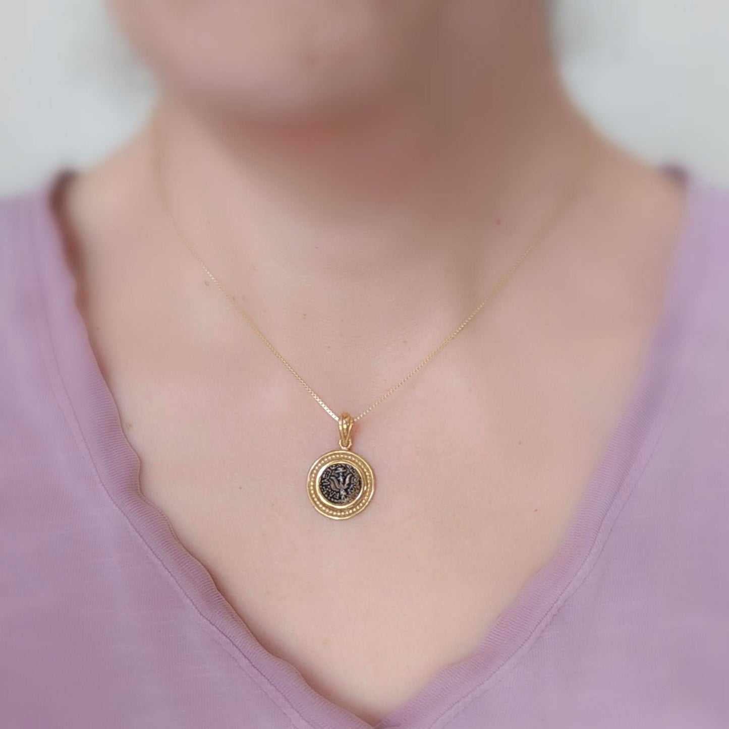 Widow's Mite Coin Replica Gold Necklace, Ancient Coin pendant, Christian Coin Pendant, Unisex Christmas Gift, Jesus Bible Coin Necklace
