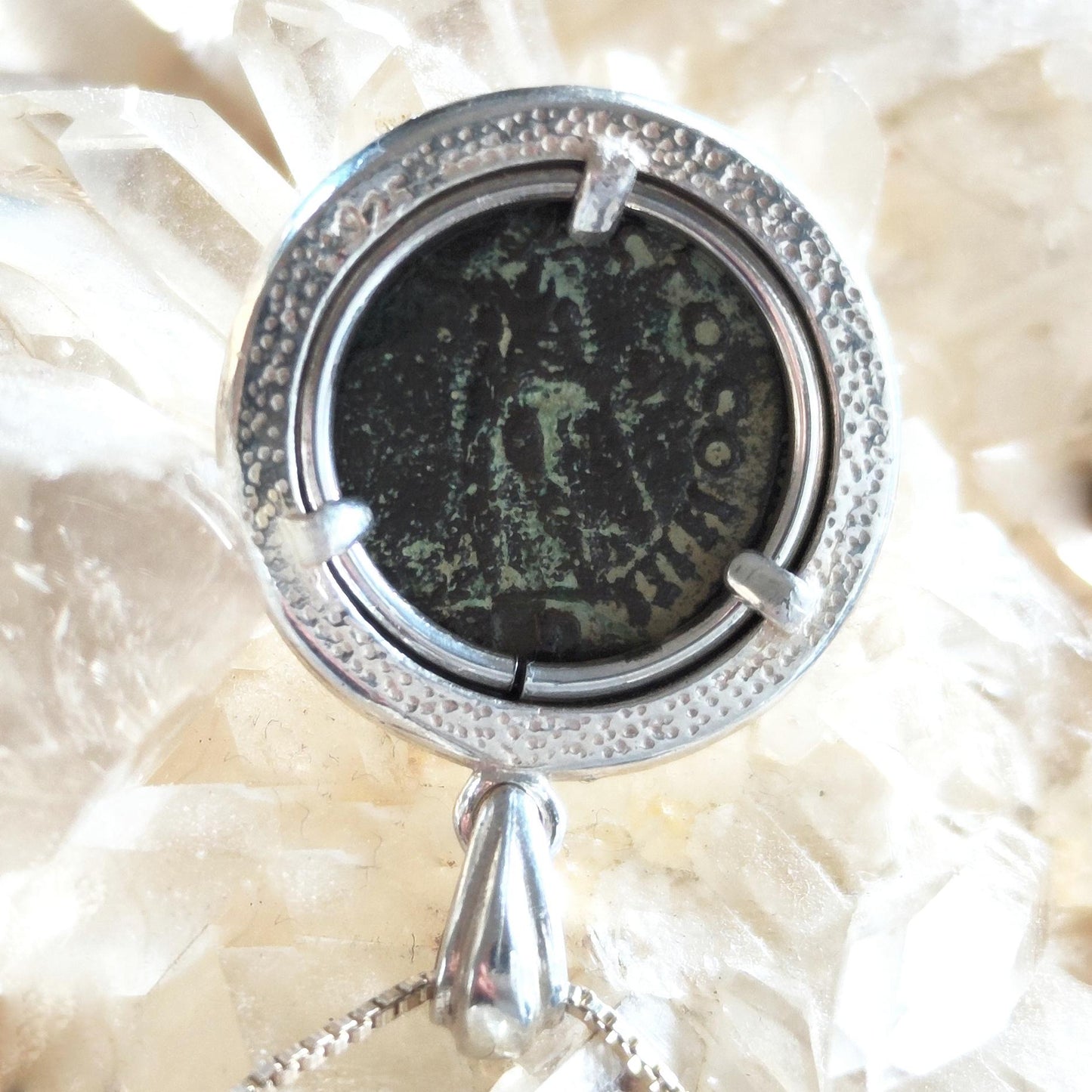 Roman Constantine the Great coin silver necklace, real ancient certified bronze coin pendant, men unisex gift idea, Antique vintage jewelry