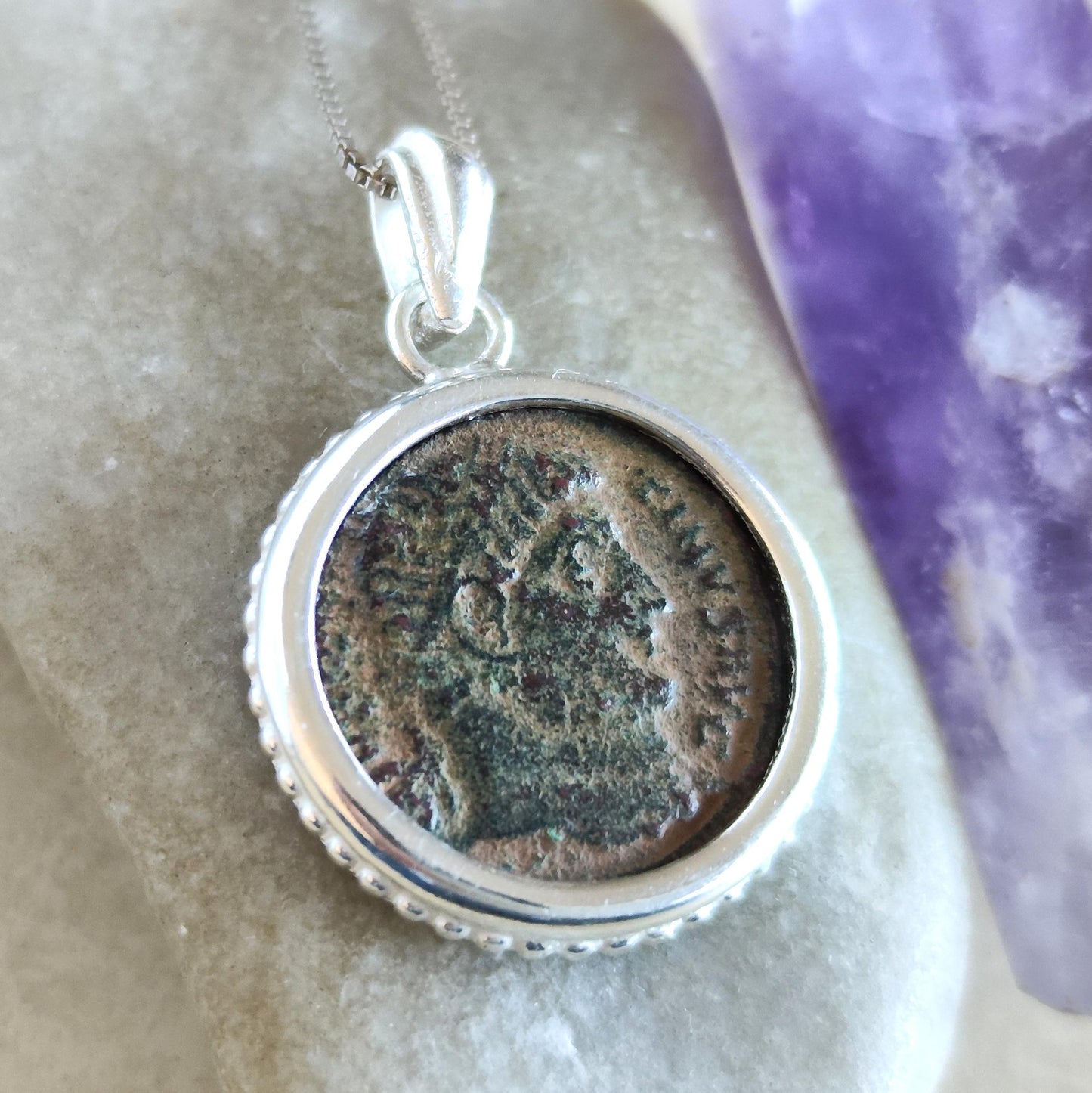 Genuine Constantine the Great Coin Necklace, Antique Roman coin Reversible Pendant, Men Silver Medallion, Christian men gift, unisex jewelry