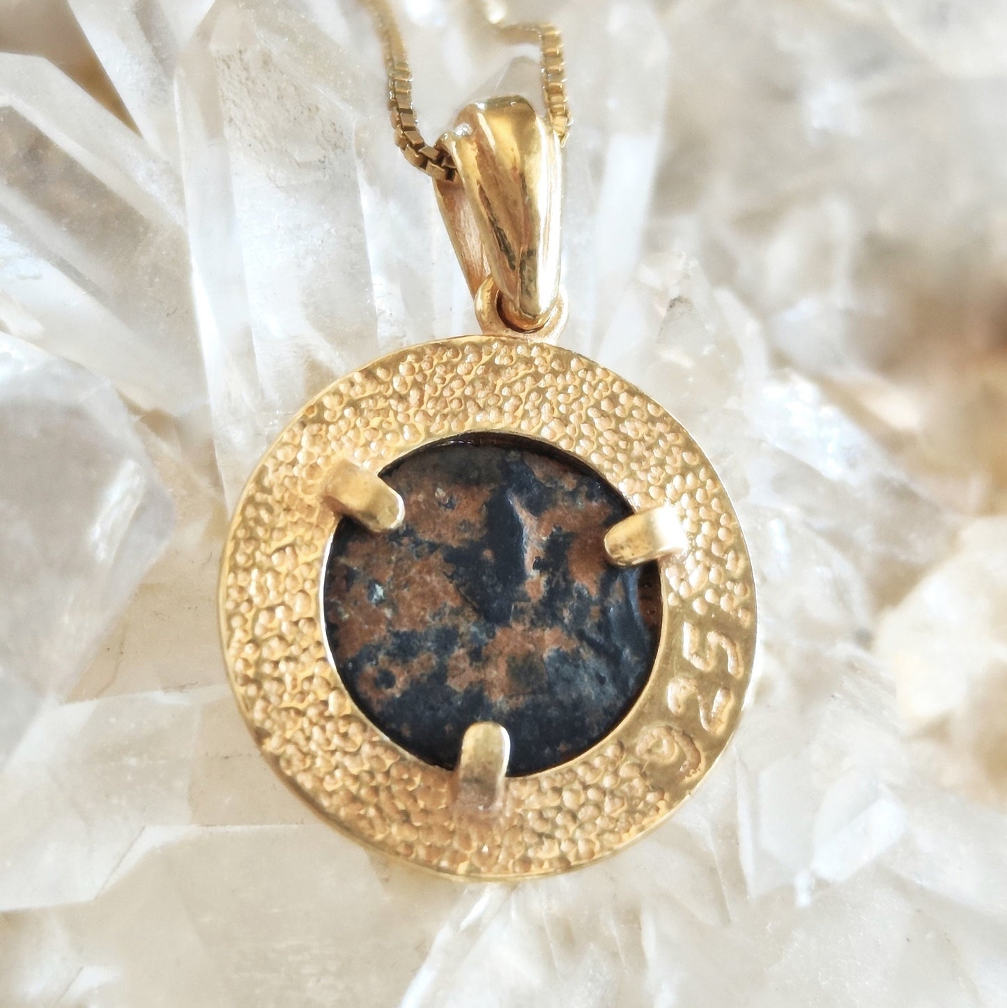 Widow's Mite Coin Gold Plated Pendant, Ancient Biblical Coin Necklace, Flower Nature Jewelry, Christian Gift Idea, Antique Vintage Style
