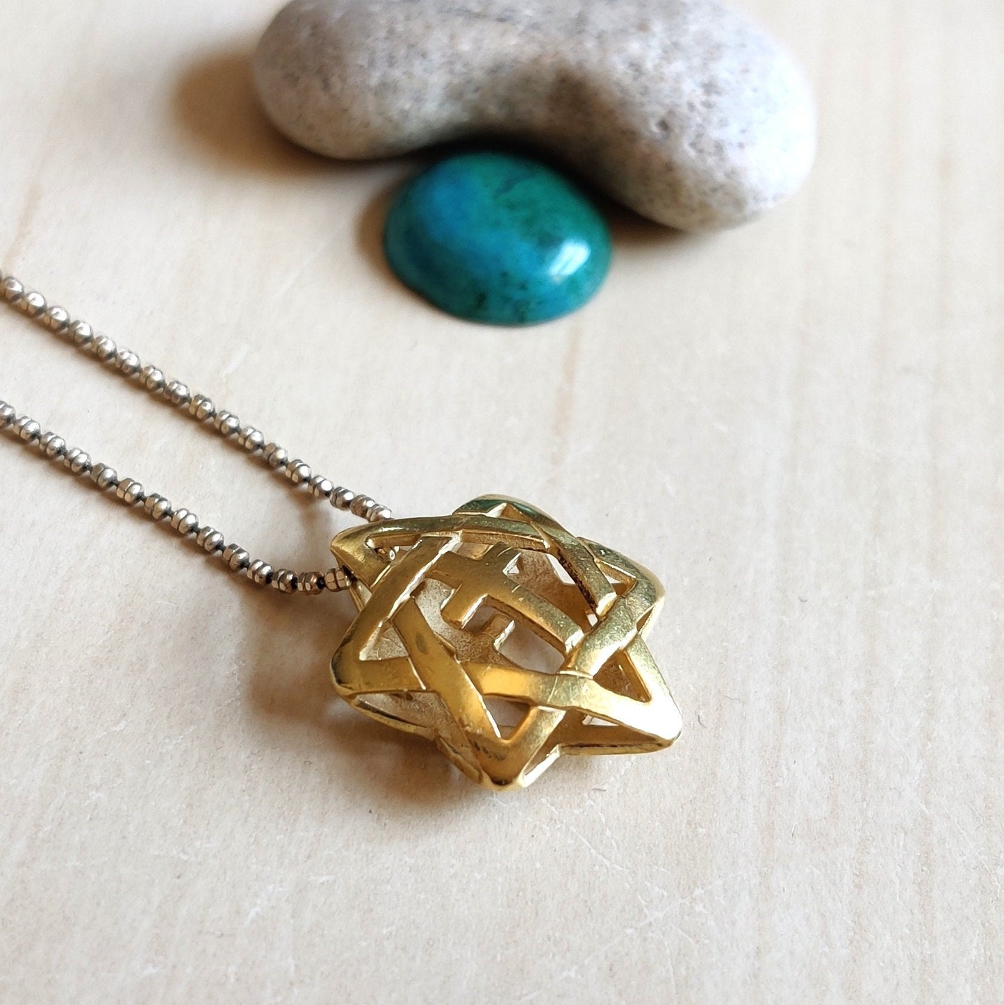 Star of David With Cross 3D necklace, Gold Plated Messianic Jewelry, Jewish Christian interfaith pendant