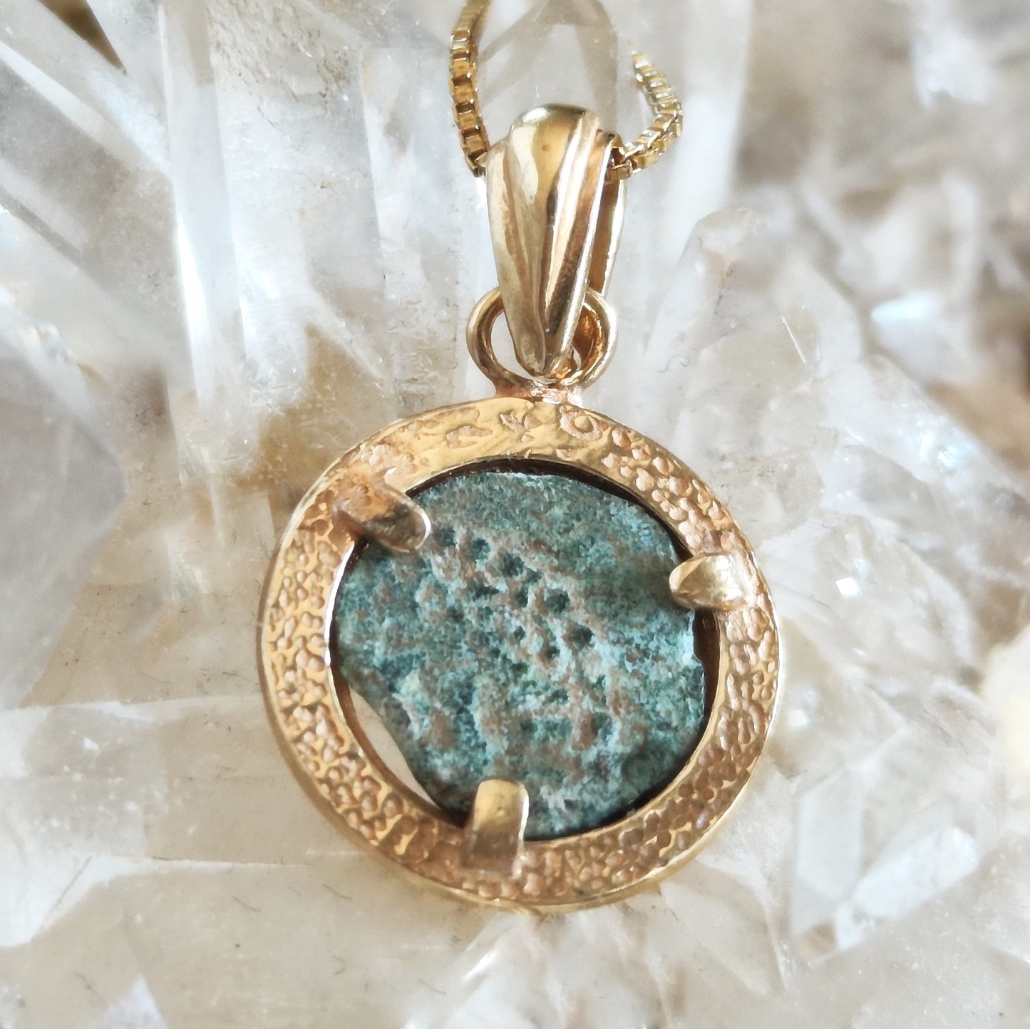 Antique Widow's Mite Coin Pendant, Jesus Time Coin Gold Plated Charm Pendant, Bible Gift for Widow