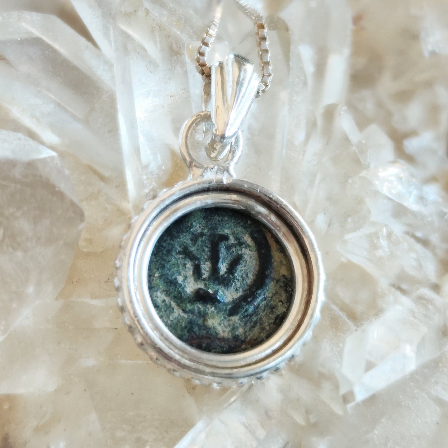 Authentic Biblical Widow's Mite Coin Silver Necklace, Christian Small Medallion, Gift Idea for Her