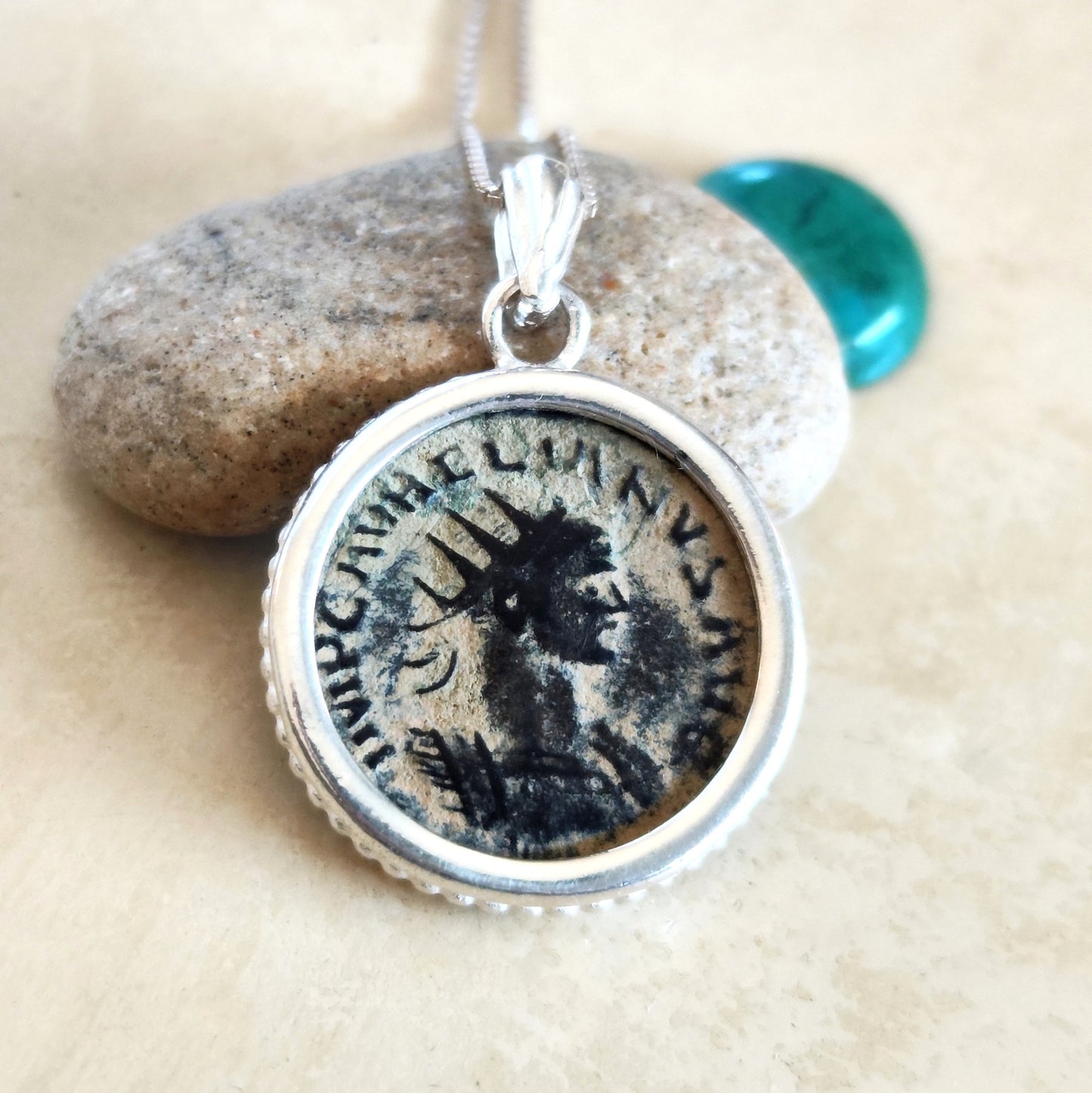 Emperor Aurelian Roman Coin Necklace, Authentic Certified Ancient Coin Silver Pendant, Antique Roman medallion, Vintage Pendant, unisex gift