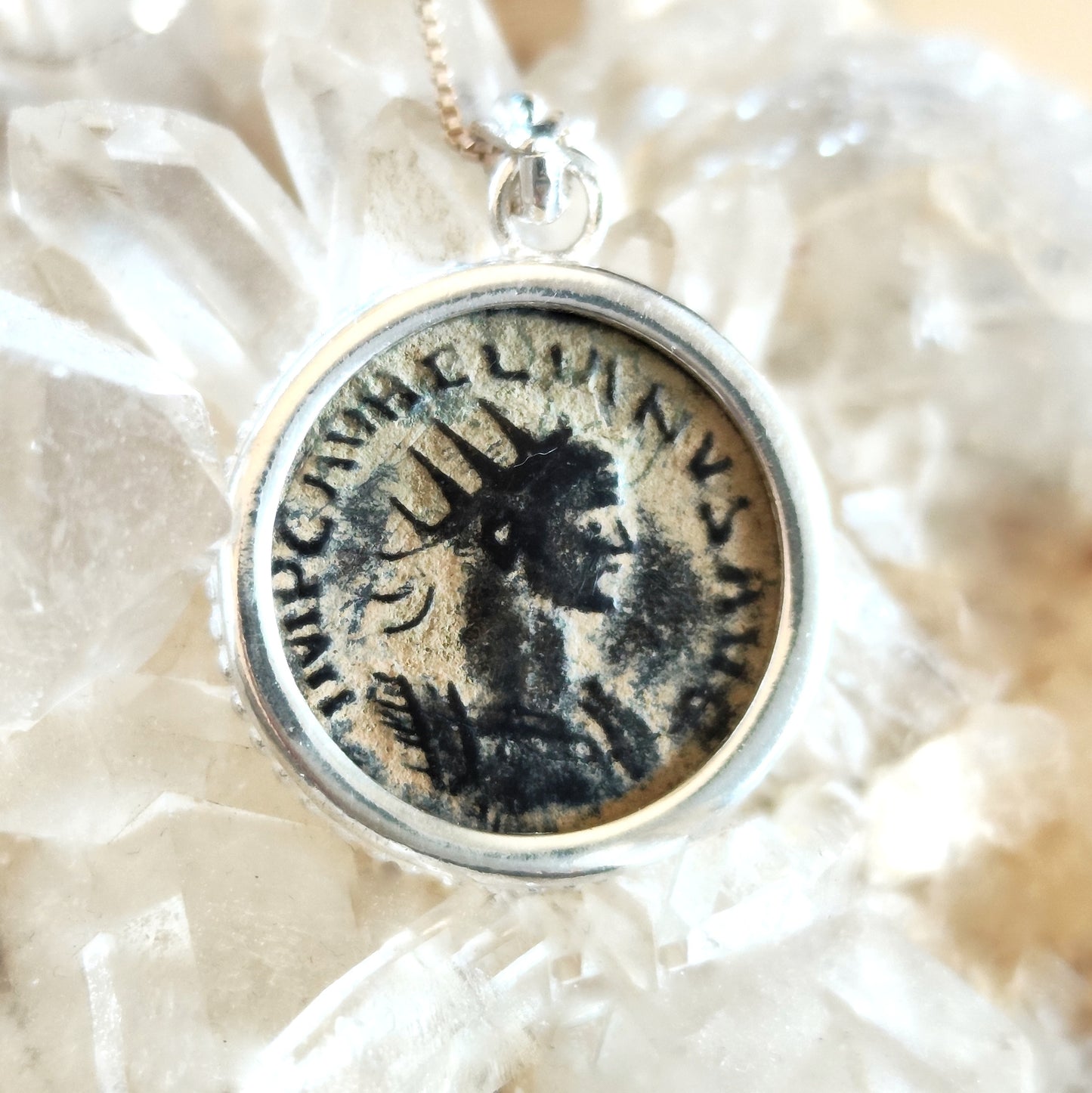 Emperor Aurelian Roman Coin Necklace, Authentic Certified Ancient Coin Silver Pendant, Antique Roman medallion, Vintage Pendant, unisex gift