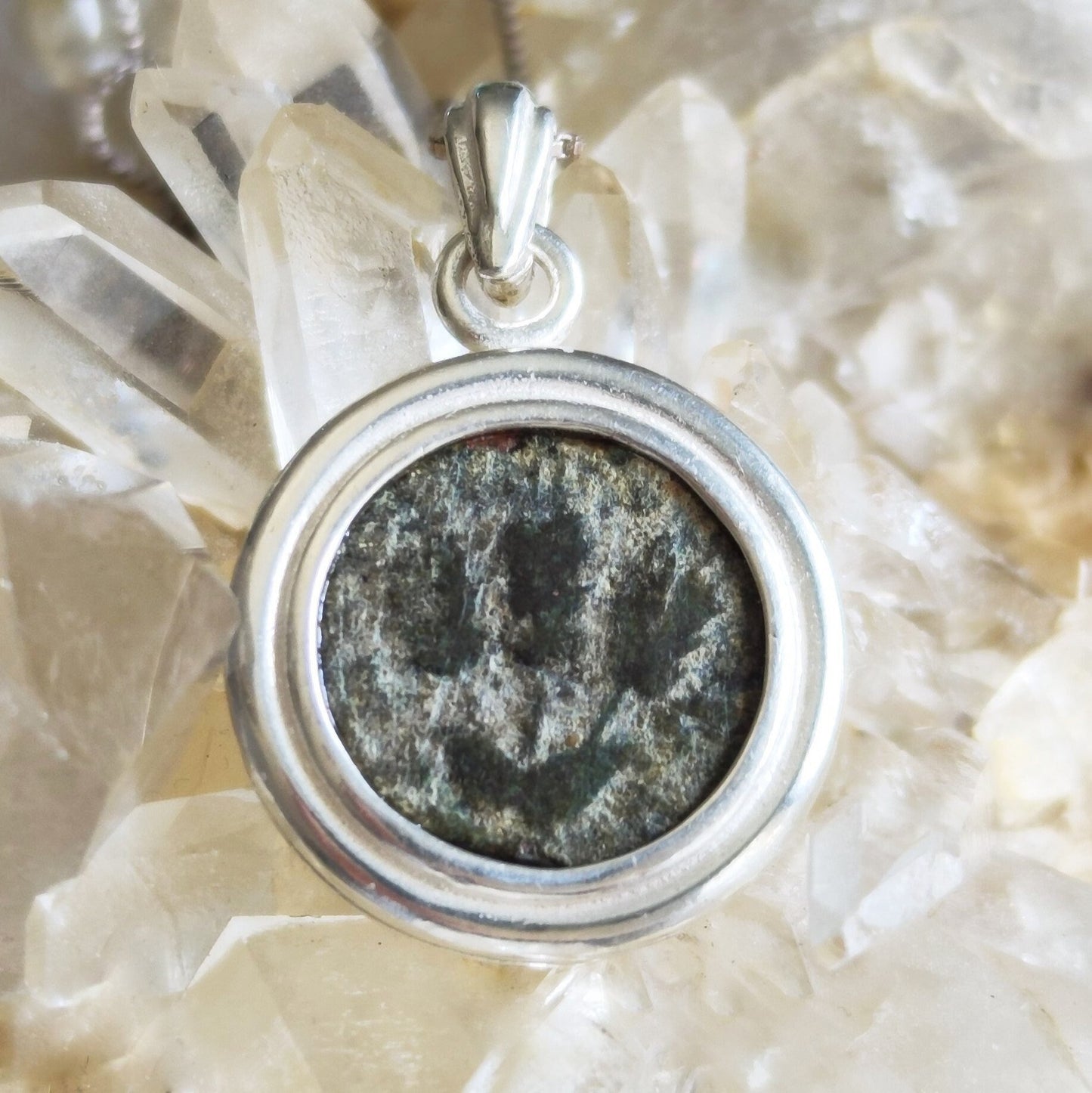 Genuine Ancient Jewish Coin Silver Necklace, Herod Agrippa Coin Pendant, Roman Coin Medallion, Wheat branch Coin, vintage style gift idea