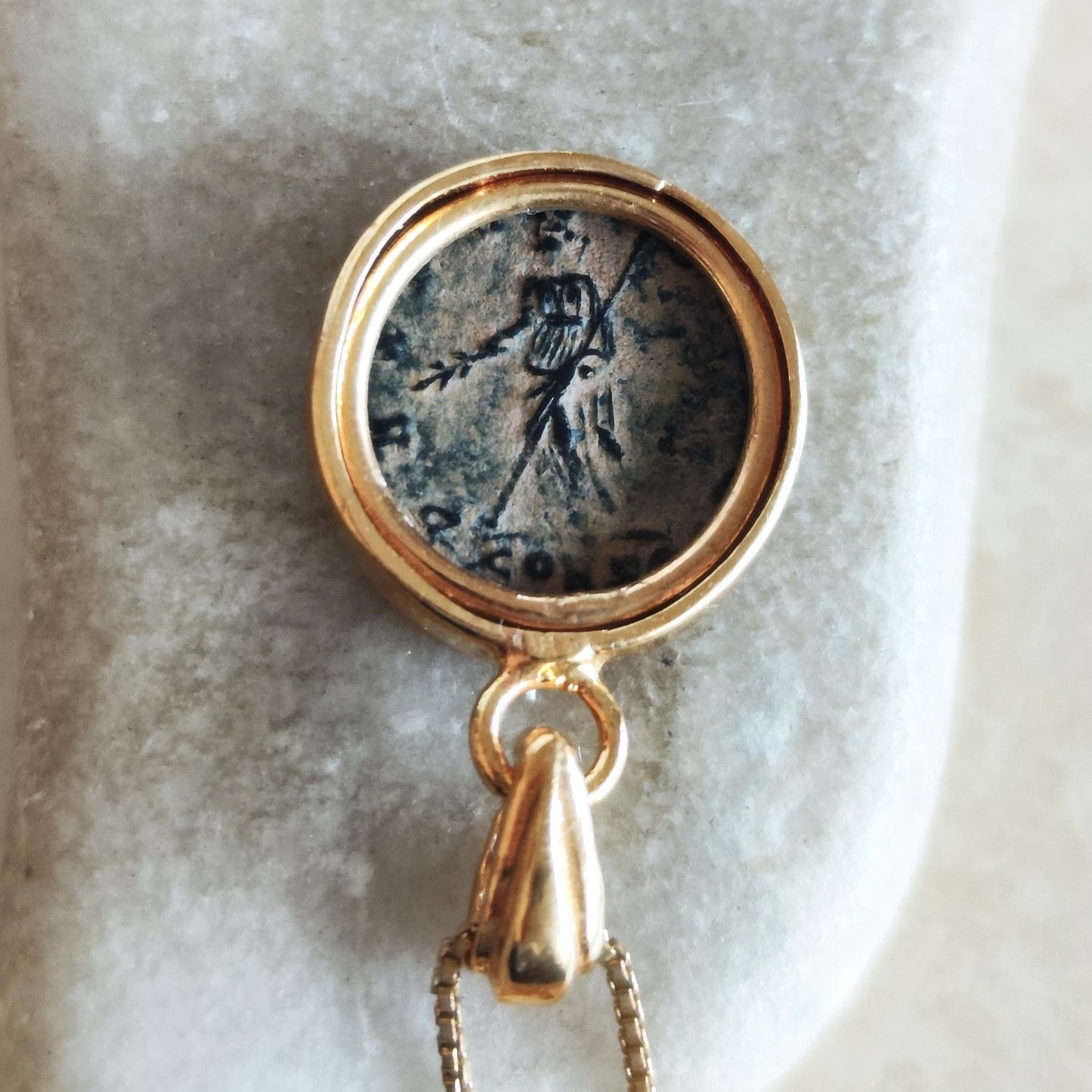 Antique Saint Helena Coin Necklace, Roman Christian Small Medallion for Women, Constantine the Great Mother Pendant, Empress St. Helen charm