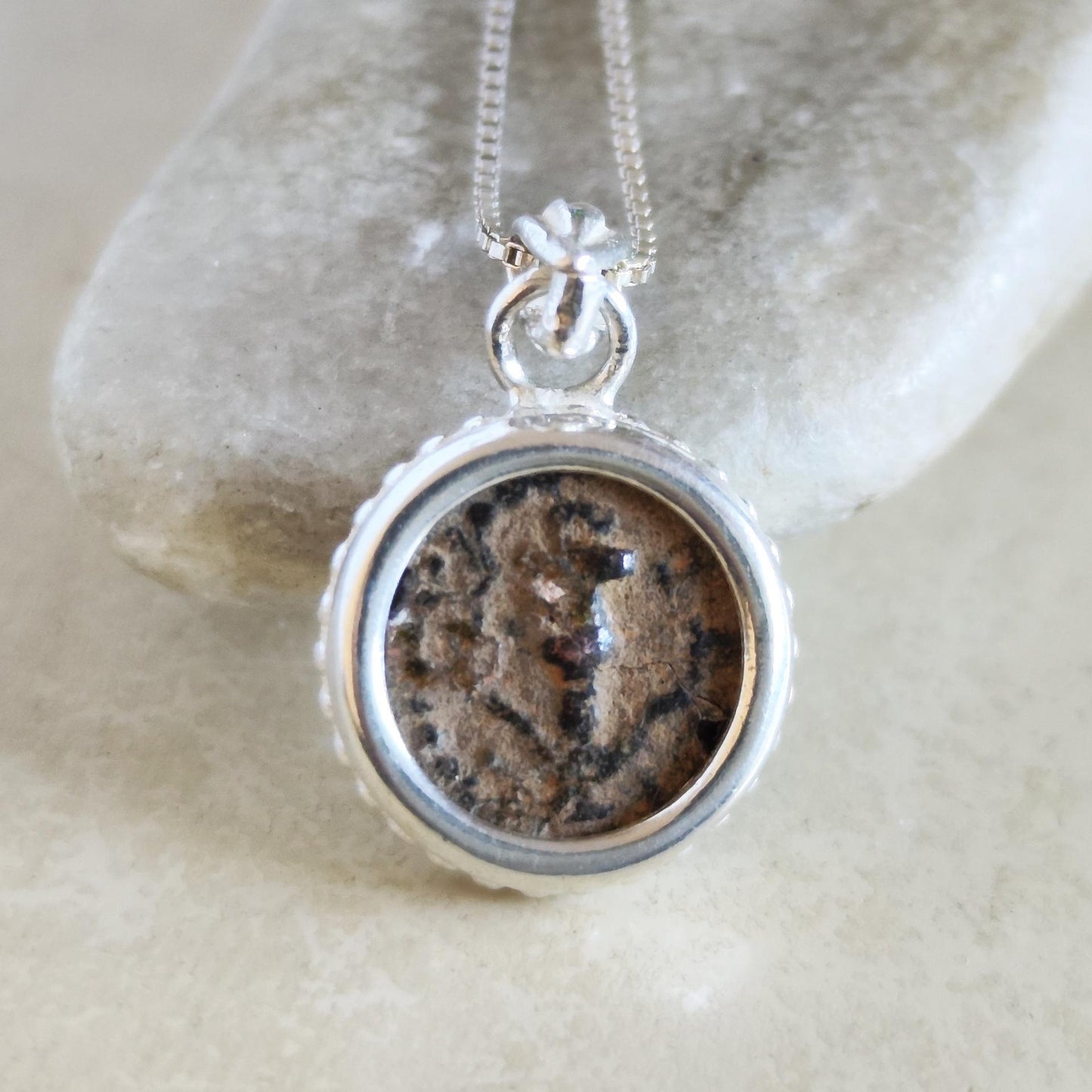 King Herod The Great Antique Coin Silver Pendant, Jesus Time Coin Medallion, Jewish Roman Cornucopia Coin