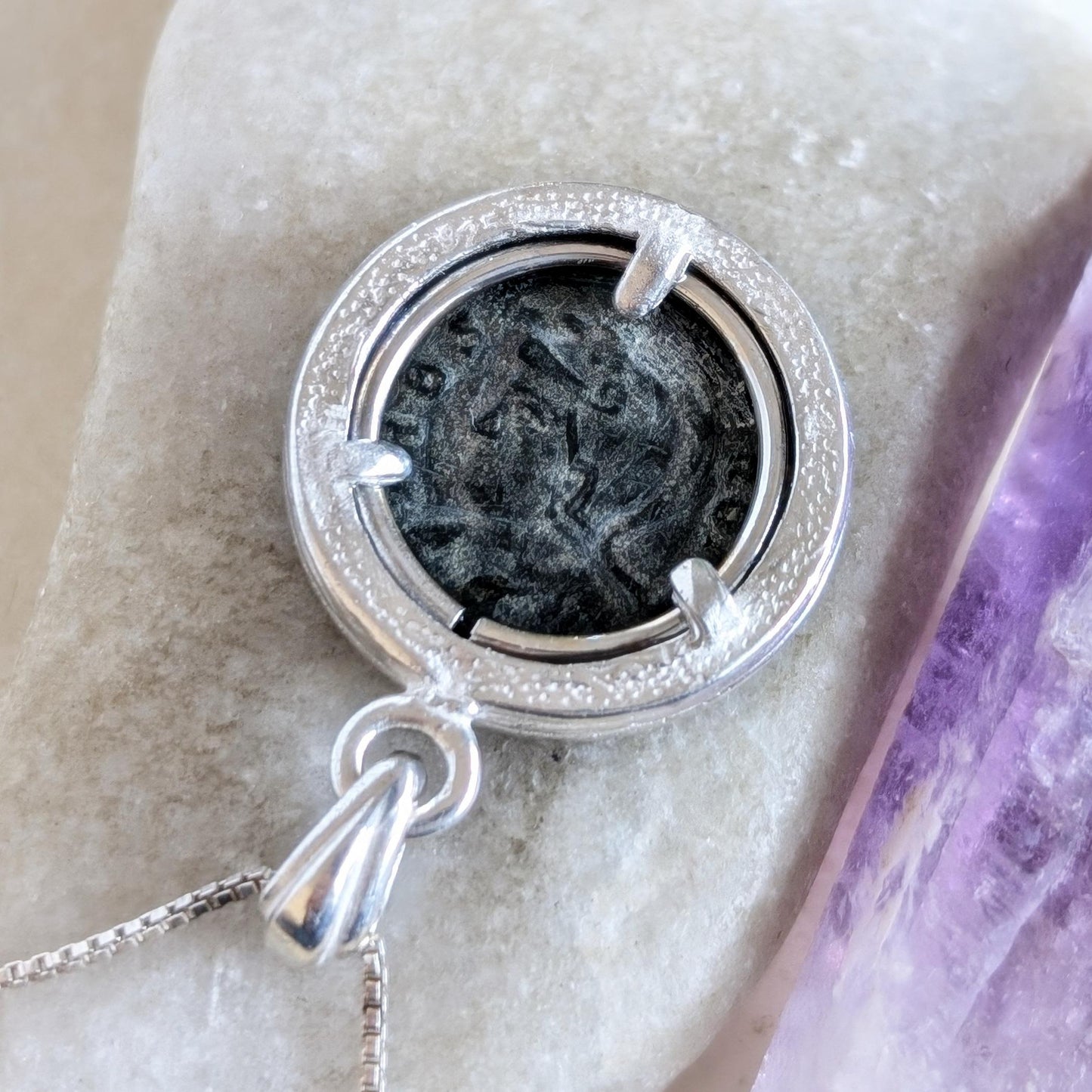 Romulus and Remus with She Wolf Necklace, Ancient Wolf Roman Coin Silver medallion, History Buff Jewelry, Emperor Constantine I Coin Charm