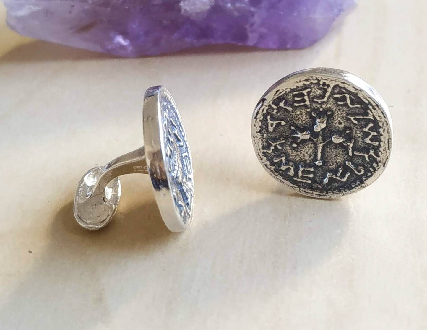 Jewish Revolt Silver Coin Cufflinks, Vintage Style Cufflinks, Jewish Men's Gift, Half Shekel Coin Jewelry, Bar Mitzvah Gift, Father's Day
