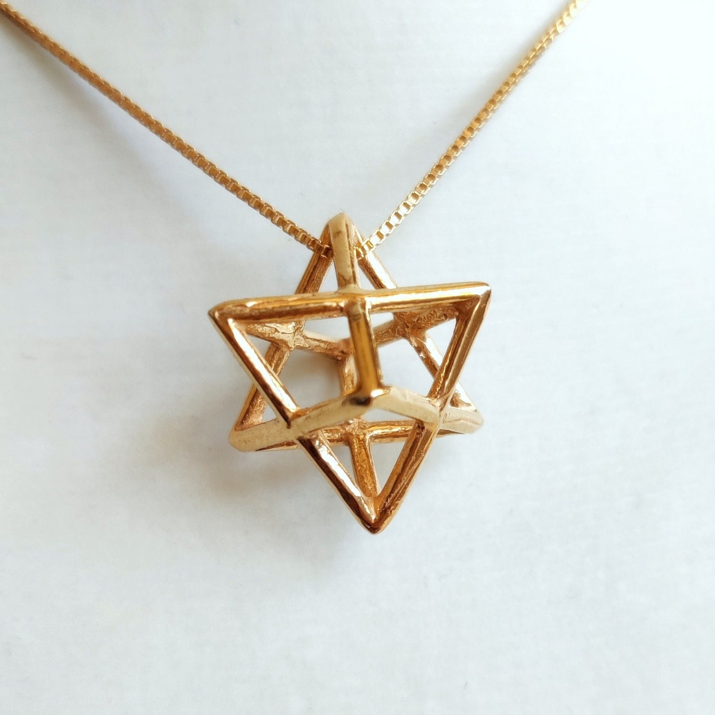 Gold Merkaba necklace, Gold plated Silver Star tetrahedron, Merkaba for meditation, Sacred Geometry new age jewelry, Jewish mystic Kabbalah