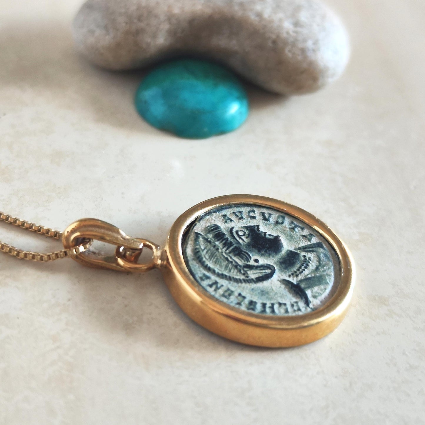 Real Ancient St. Helena Coin Necklace, Roman Christian Medallion, Mother of Constantine The Great Pendant, Saint Helen Gift for Women