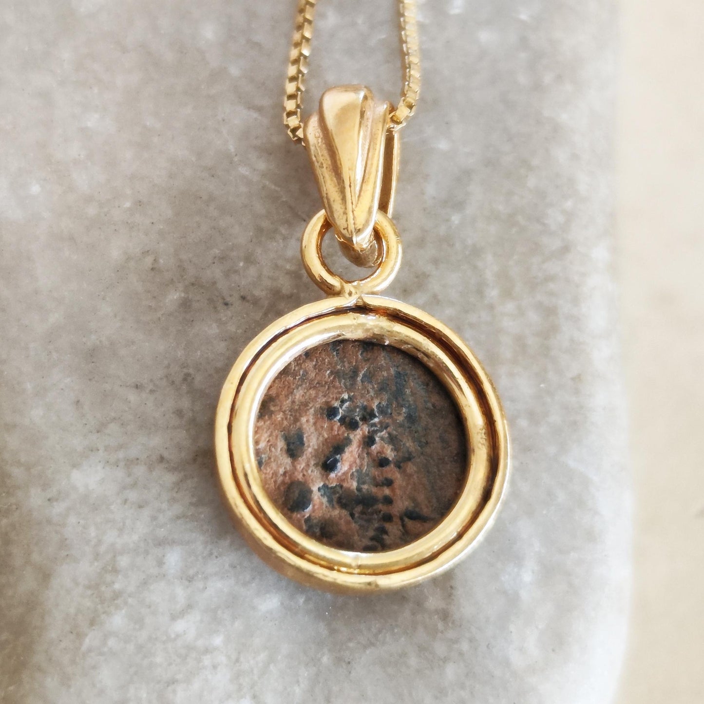 Christian Coin Necklace for women, Antique Real Widow's Mite coin Small pendant, Genuine Jewish Biblical Coin Charm, Jesus Ancient Coin Gift