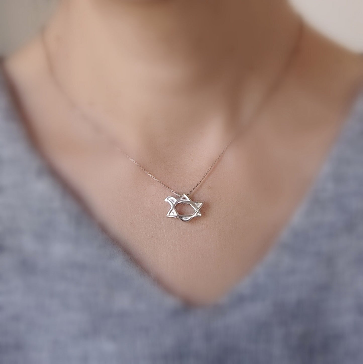 Silver Dove necklace, animal bird pendant, 3D Star of David Peace Dove pendant, Jewish jewelry, Bat Mitzva Gift for Girls, Christian gift
