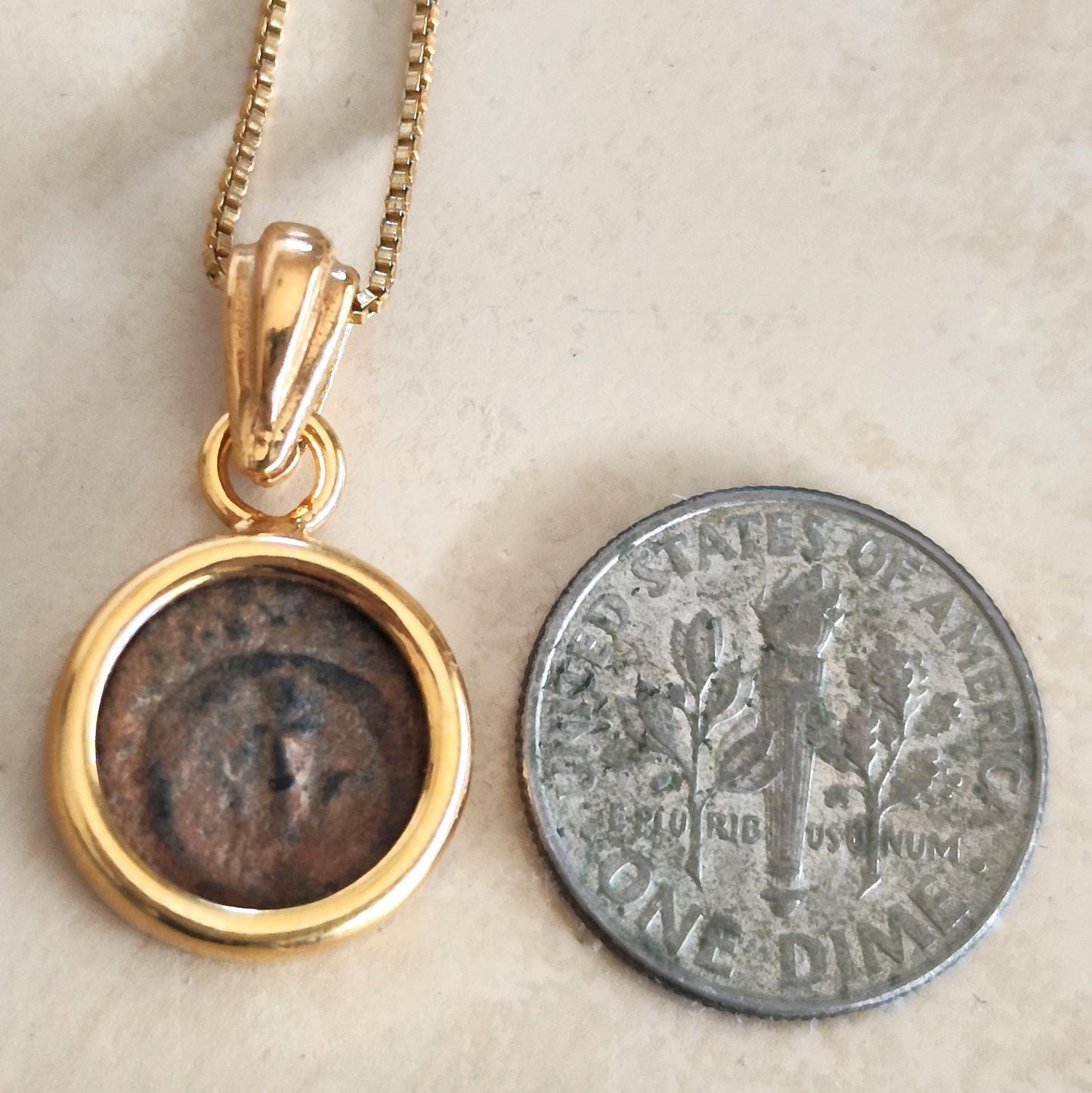 Christian Coin Necklace for women, Antique Real Widow's Mite coin Small pendant, Genuine Jewish Biblical Coin Charm, Jesus Ancient Coin Gift
