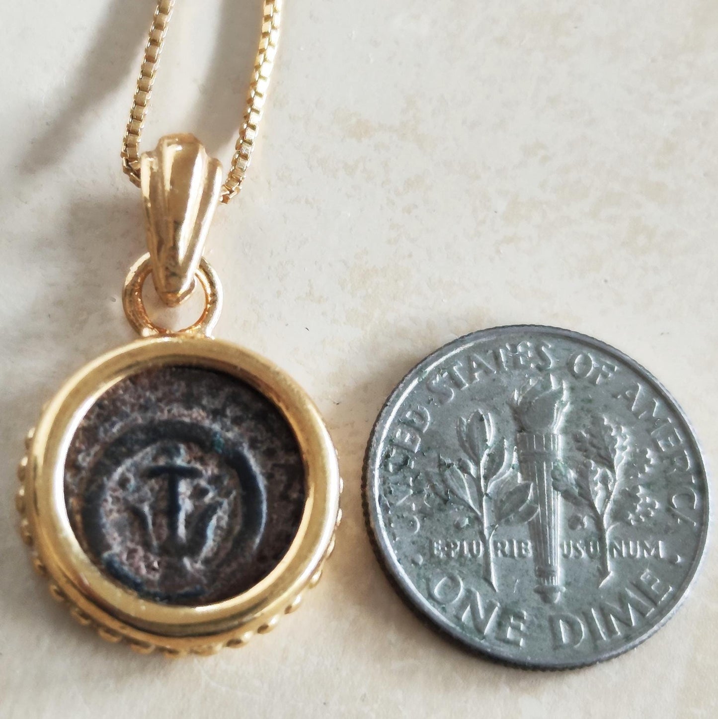Genuine Biblical Coin Necklace, Antique Real Widow's Mite Coin Gold Plated small Pendant, Jesus Ancient Coin Jewelry, Christian Gift Idea
