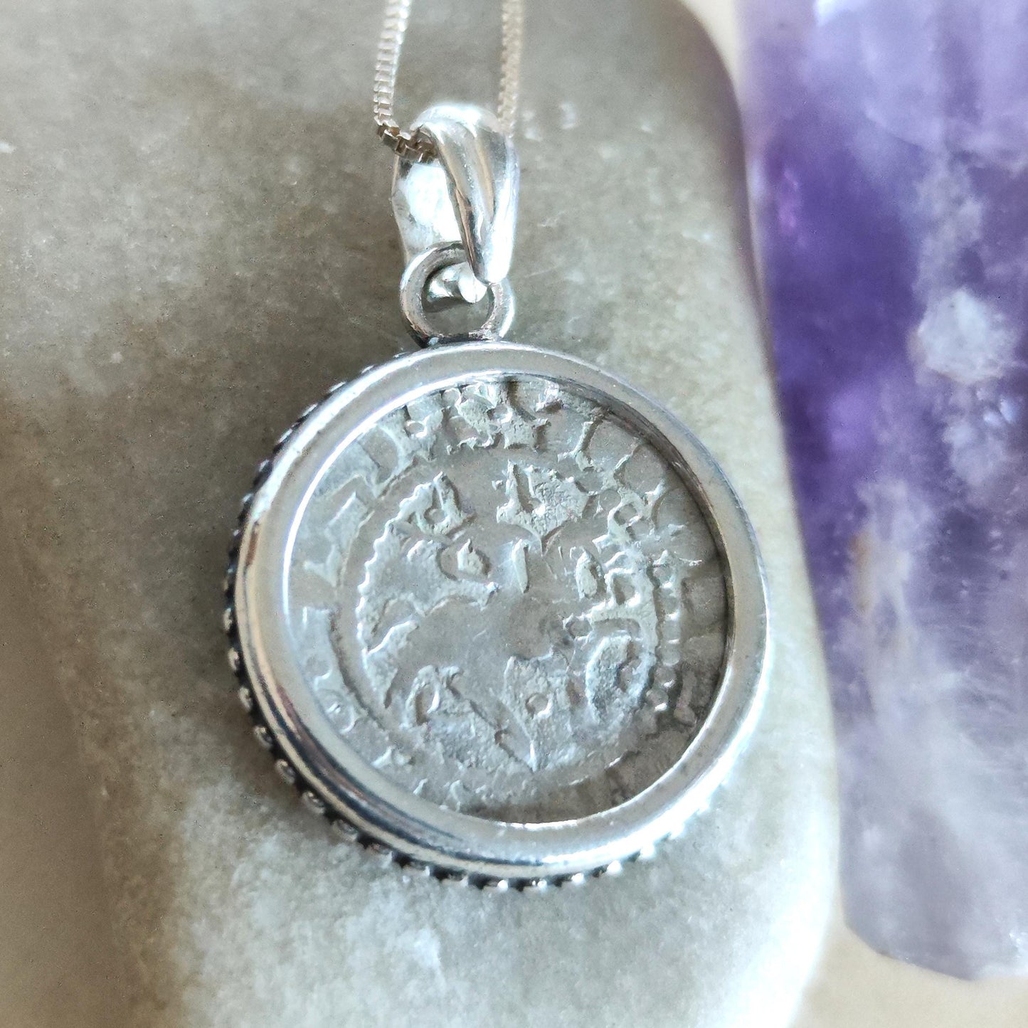 Authentic Medieval Silver Coin necklace, Horse Lion Crusader Jewelry, Christian Knights Cross Pendant