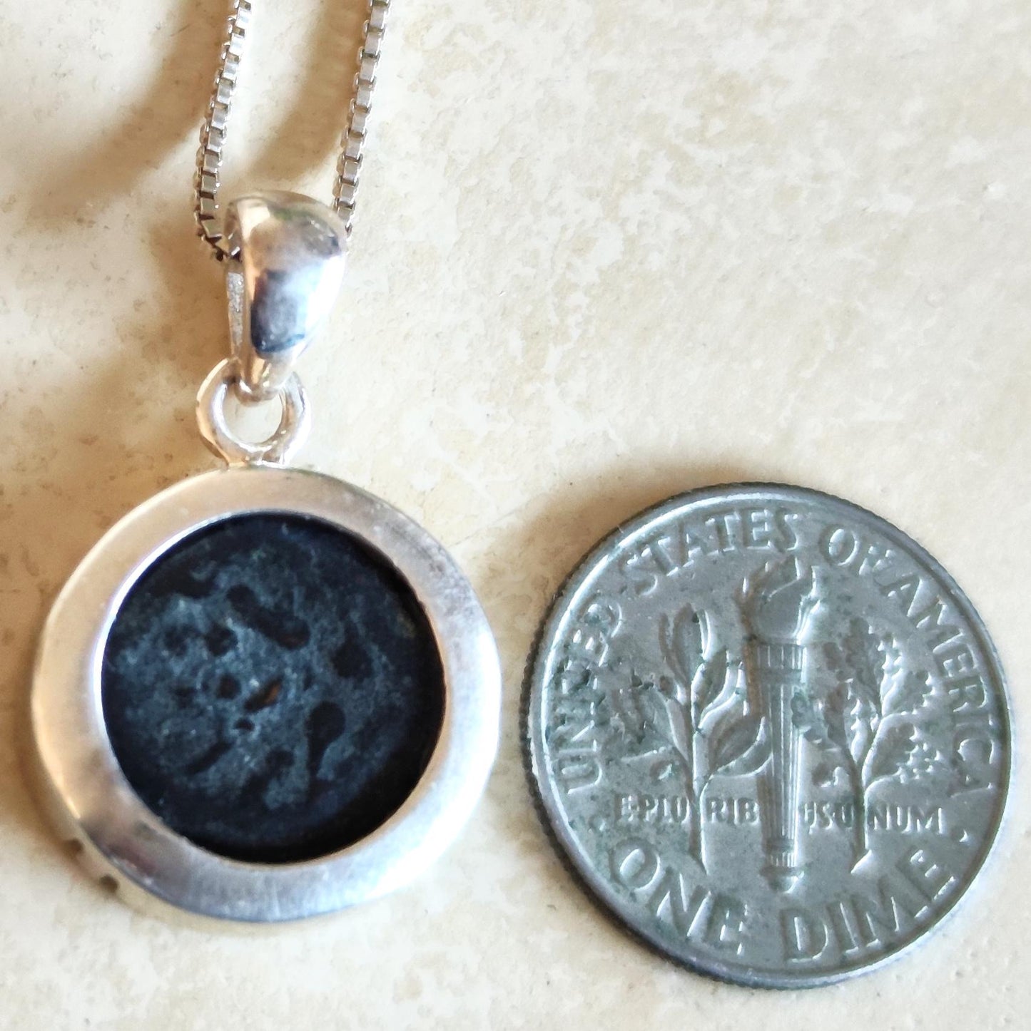 Authentic Old Widow Mite Coin Necklace, Christian Women Medallion, Antique Minimalist Silver Charm, Small Jesus Pendant, Bible Jewelry Gift