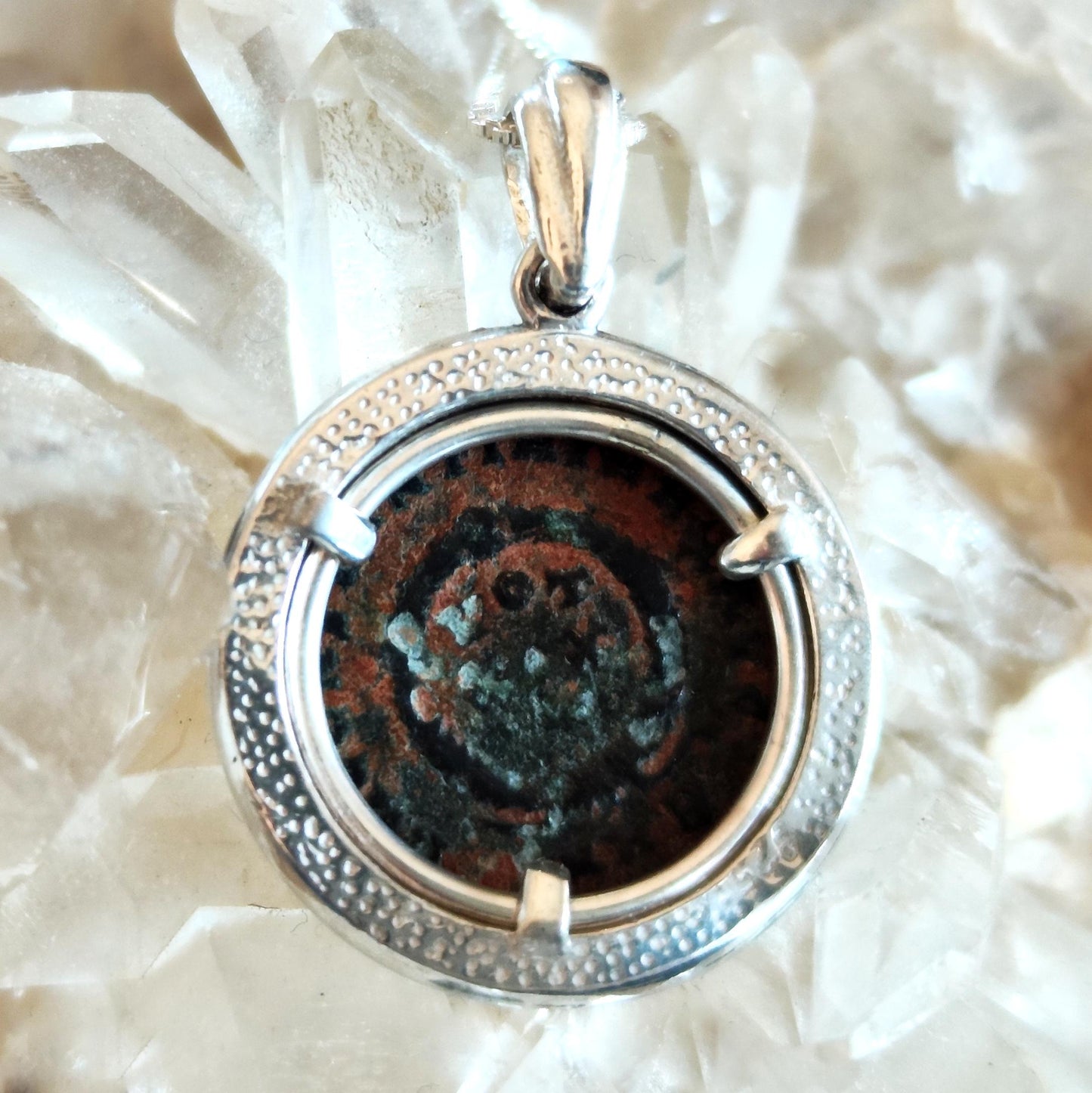 Antique Constantine the Great Coin Silver Necklace, Ancient Roman Coin Pendant