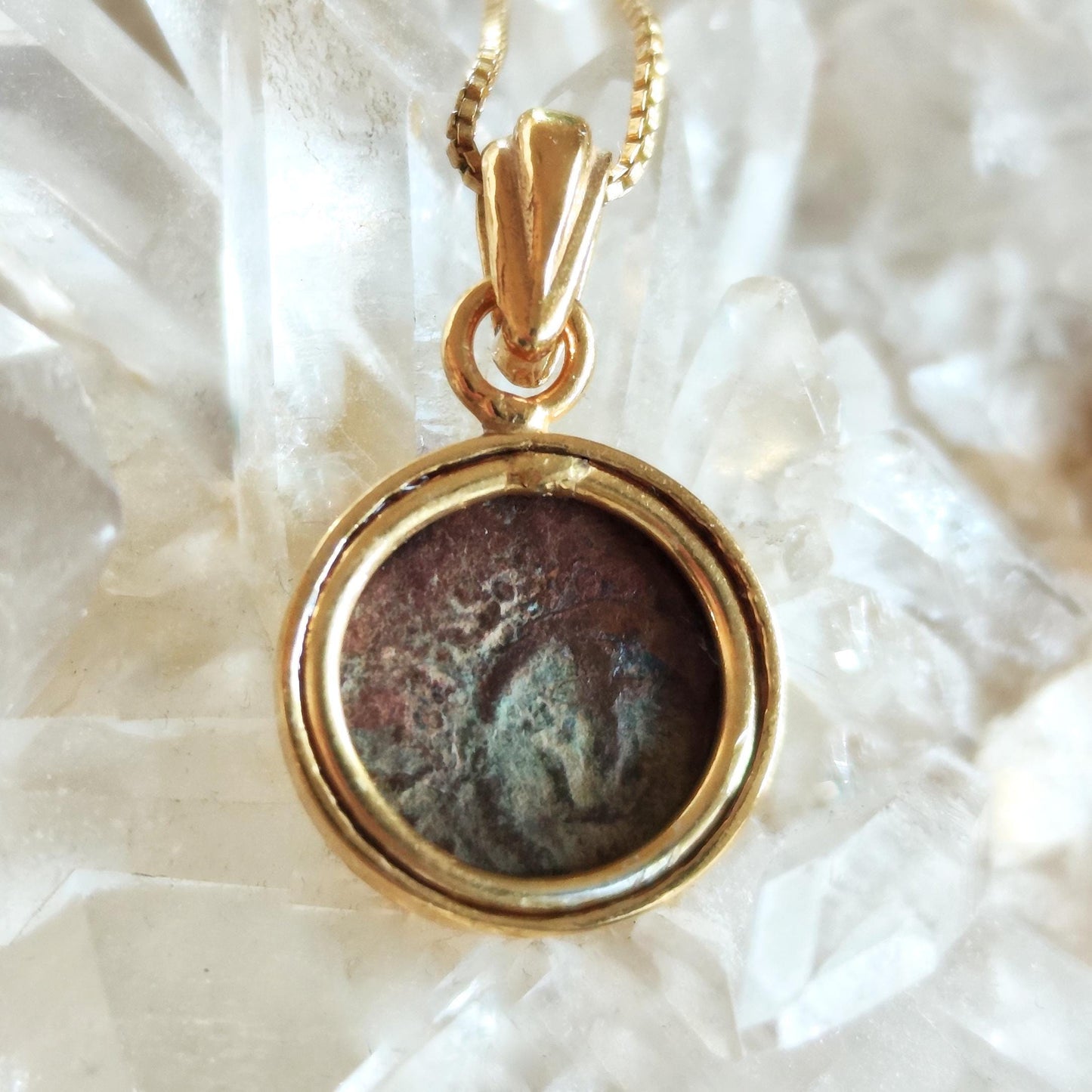 Antique Widow's Mite Pendant, Genuine bible Coin Necklace, Vintage Gold Plated Small dainty charm, Widow Mite Medallion, Jesus Christ Coin