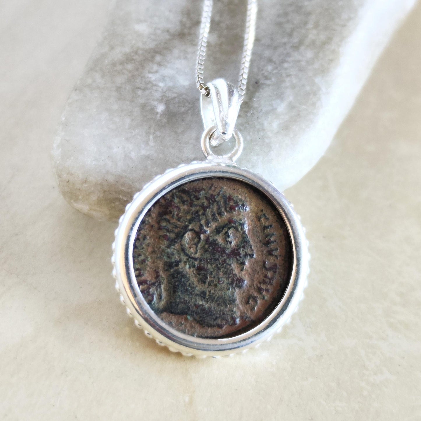 Genuine Constantine the Great Coin Necklace, Antique Roman coin Reversible Pendant, Men Silver Medallion, Christian men gift, unisex jewelry