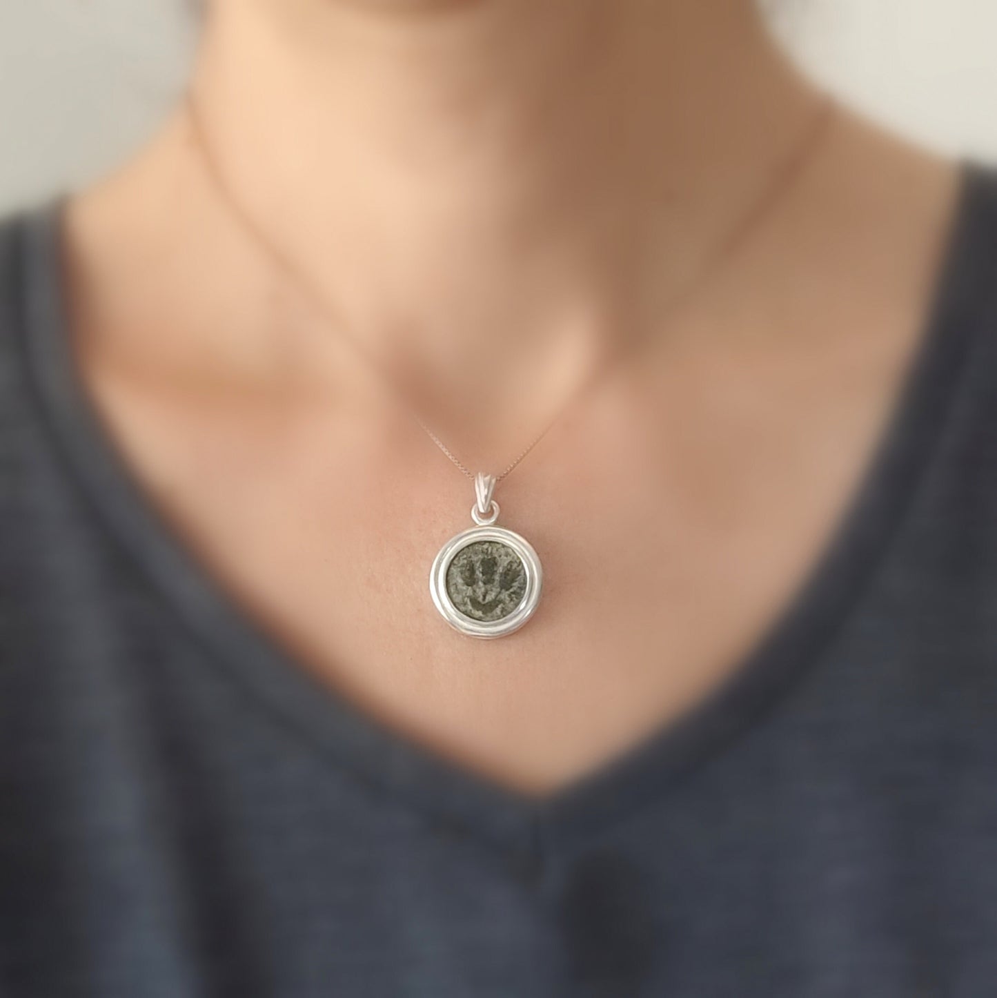 Genuine Ancient Jewish Coin Silver Necklace, Herod Agrippa Coin Pendant, Roman Coin Medallion, Wheat branch Coin, vintage style gift idea