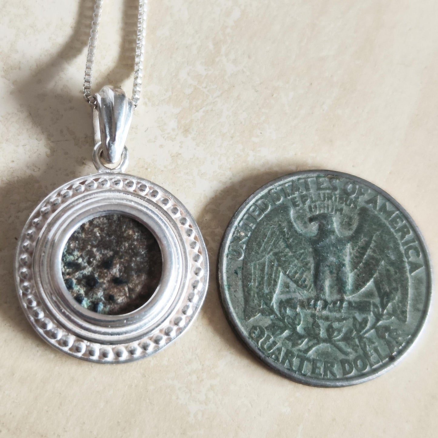 Genuine Widow's Mite Pendant, Ancient Coin Necklace, Vintage Silver Coin Pendant, Widow Mite Jewelry, Jesus Christian coin, Vintage Jewelry