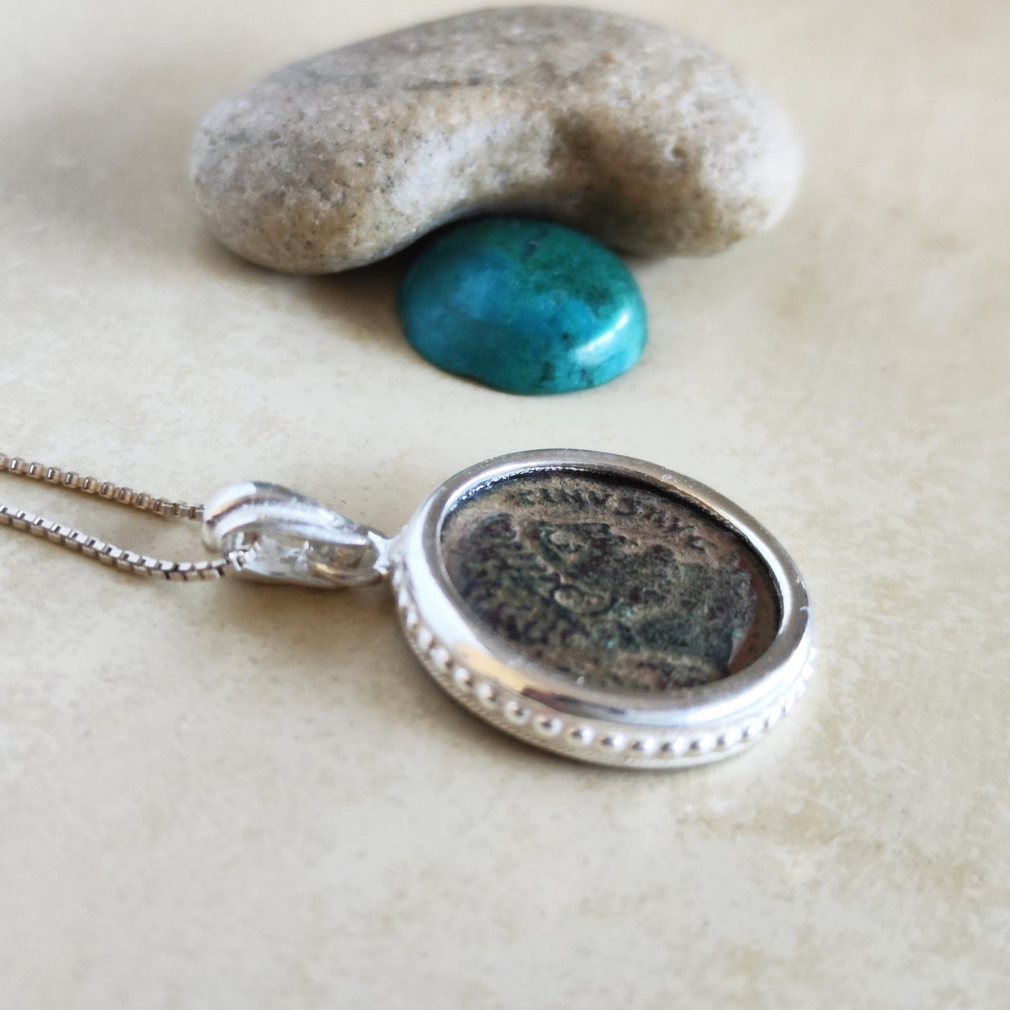 Genuine Constantine the Great Coin Necklace, Antique Roman coin Reversible Pendant, Men Silver Medallion, Christian men gift, unisex jewelry
