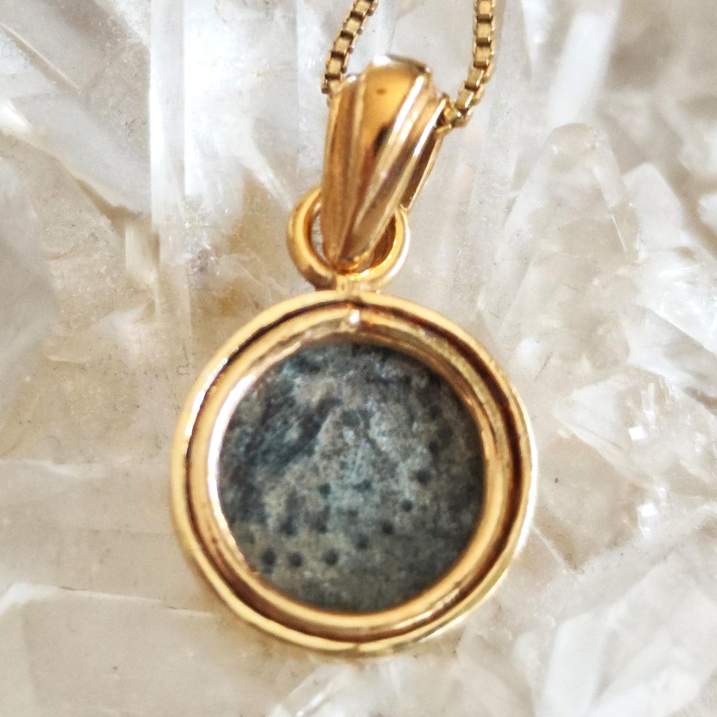 Mark 12:41 Widow's Mite Biblical Coin Necklace, Genuine Antique Christian Coin Gold Plated Minimalist Small Pendant