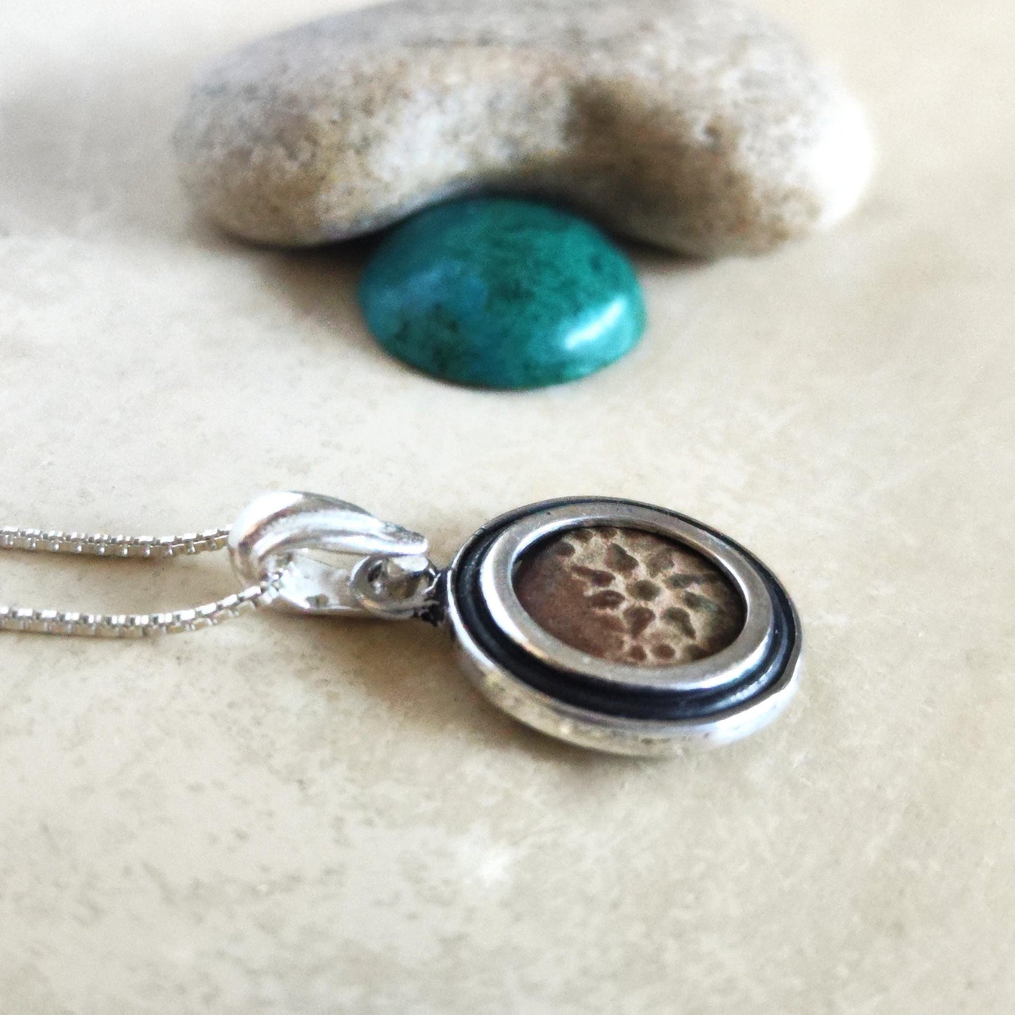 Genuine biblical widow mite coin necklace, Christian men medallion, antique minimalist silver charm, small Jesus pendant, Christmas Gift