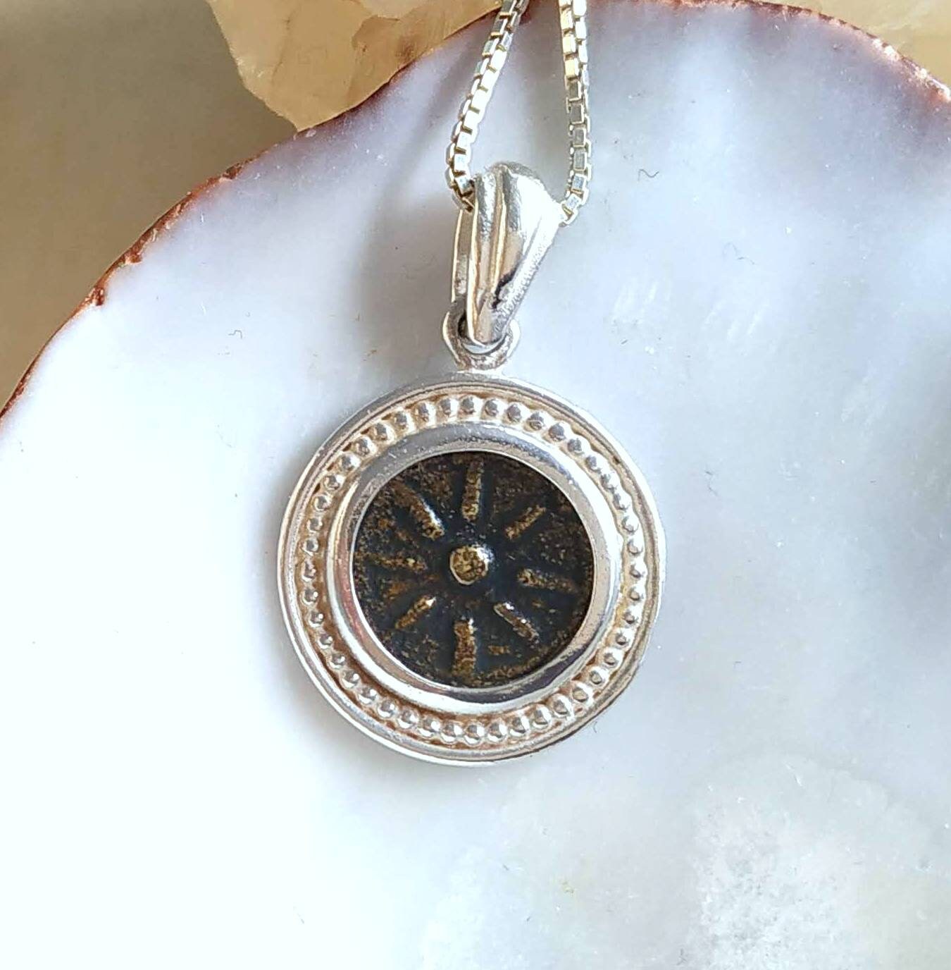 Widow's Mite Copy Coin Silver Necklace, Ancient Replica Coin Pendant, Christian gift for girls boys unisex, Jesus Biblical Coin Jewelry