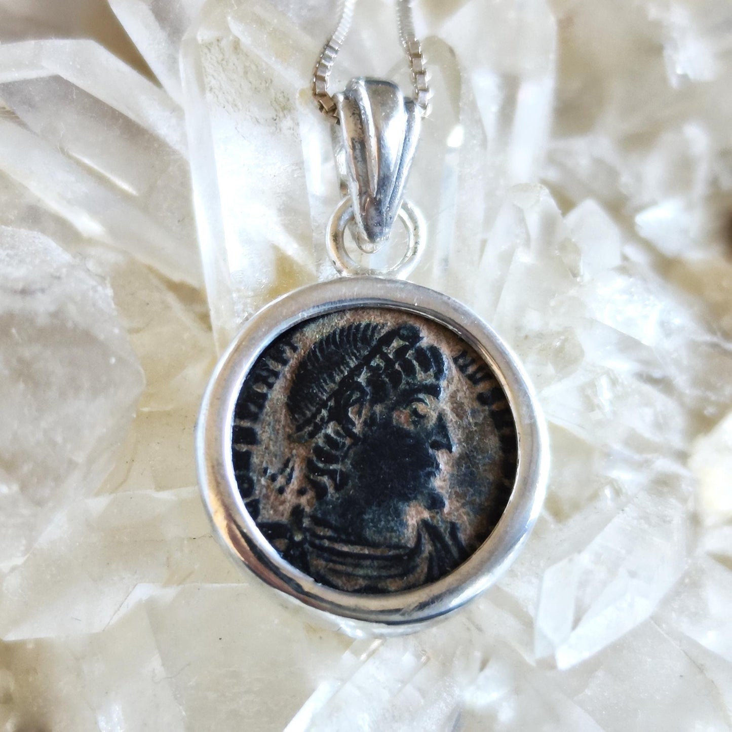 Certified Antique Constantine the Great Coin Silver Necklace, Small Roman Coin Pendant, History Buff Gift Idea