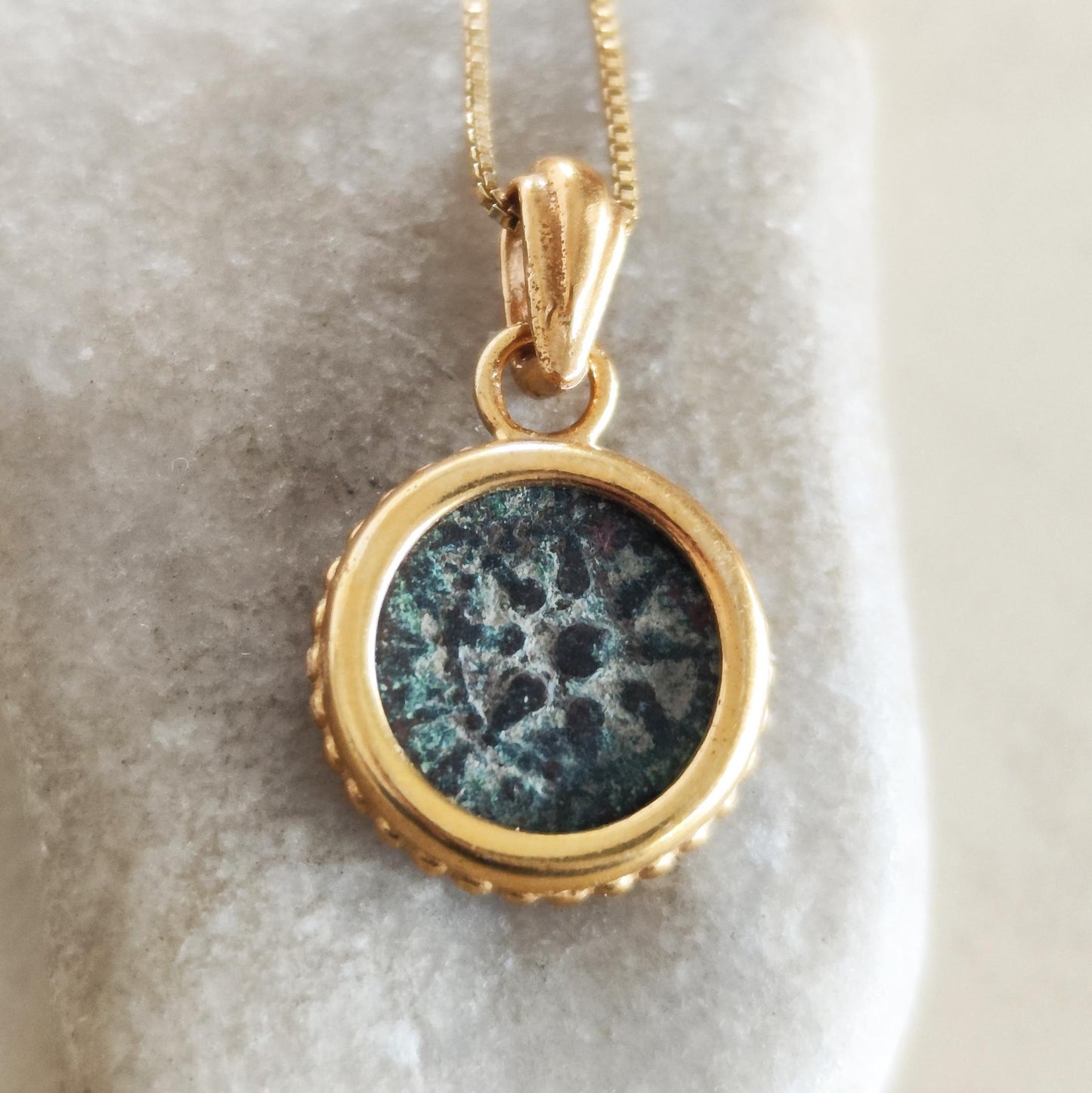 Genuine Biblical Coin Necklace, Antique Real Widow's Mite Coin Gold Plated small Pendant, Jesus Ancient Coin Jewelry, Christian Gift Idea