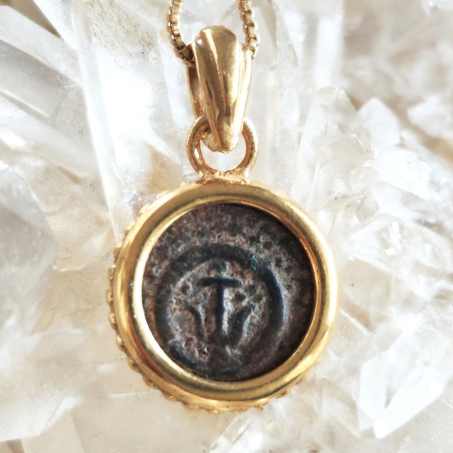 Genuine Biblical Coin Necklace, Antique Real Widow's Mite Coin Gold Plated small Pendant, Jesus Ancient Coin Jewelry, Christian Gift Idea