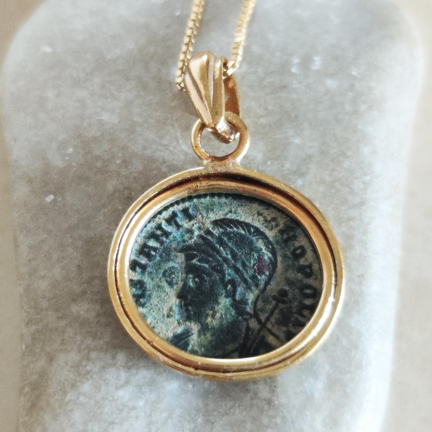 Antique Constantine the Great Coin Pendant, Roman Winged Goddess Coin Necklace, Ancient Christian Medallion Gift