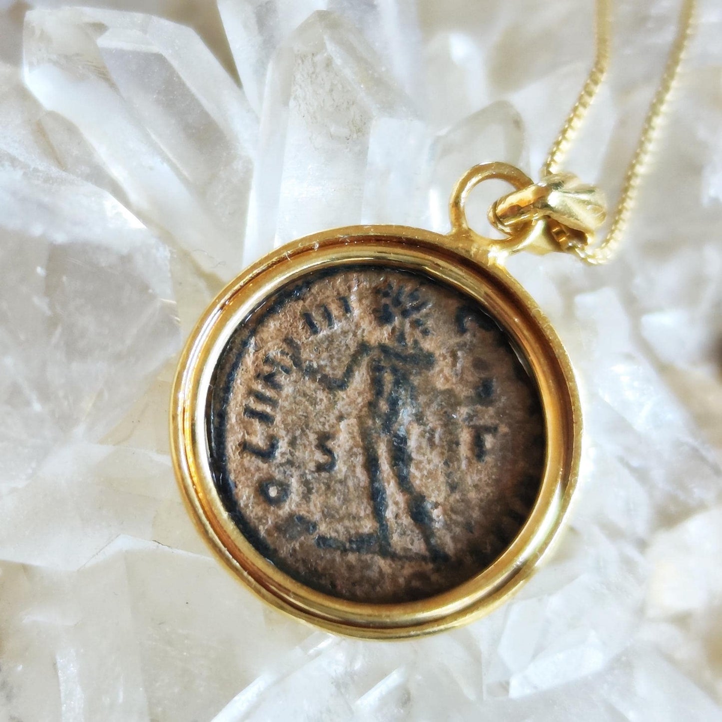 Authentic Certified Roman coin necklace, Antique Emperor Constantine the Great Gold Plated medallion, Vintage coin Pendant, unisex gift idea