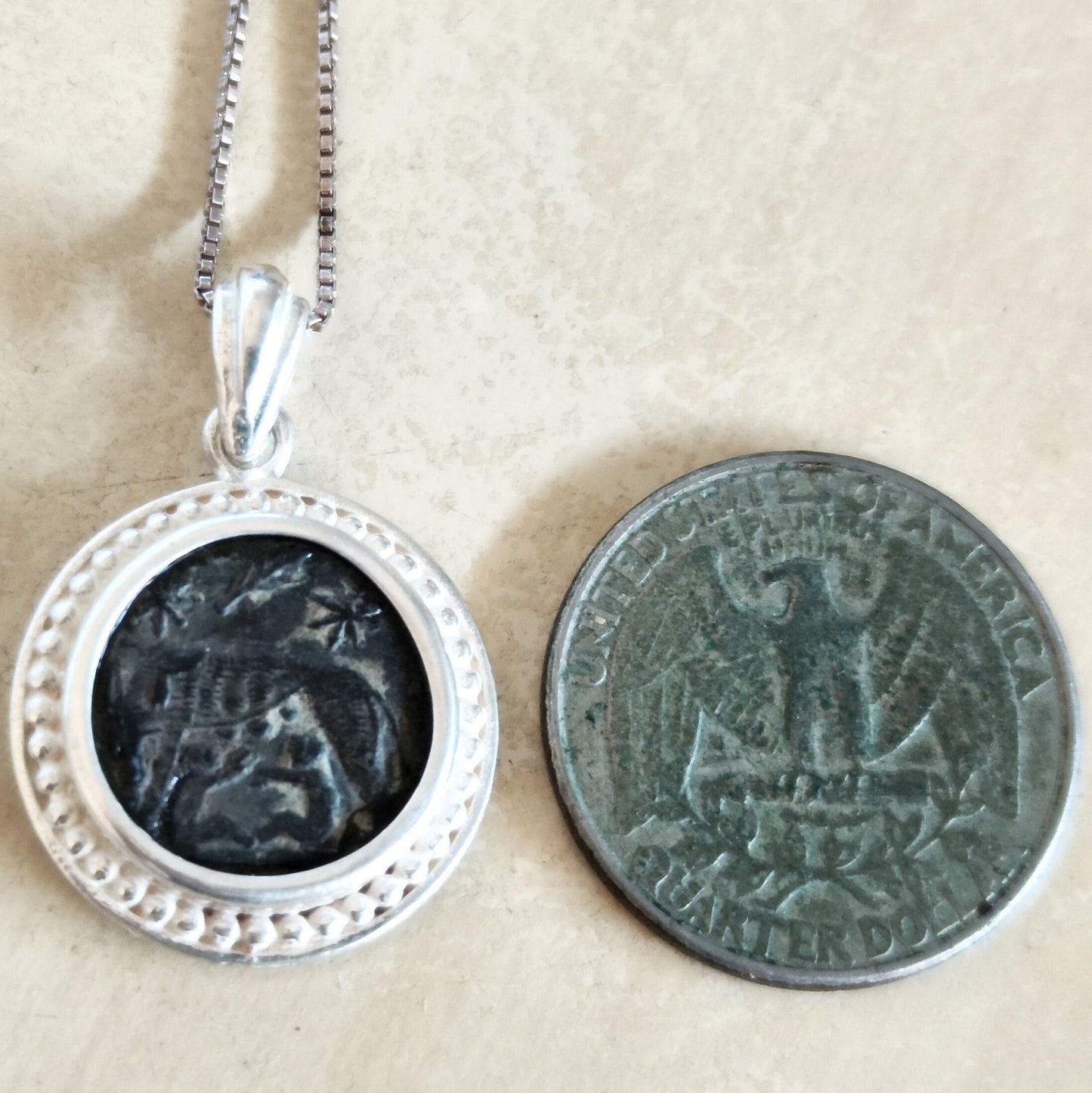 Authentic Roman Romulus & Remus coin necklace, Ancient history Silver medallion, unisex jewelry, antique Constantine She wolf bronze coin