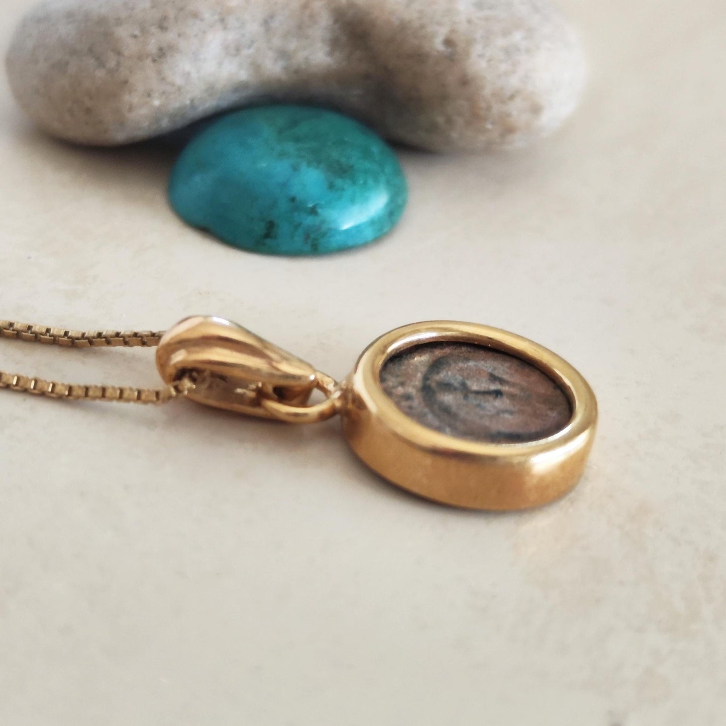 Christian Coin Necklace for women, Antique Real Widow's Mite coin Small pendant, Genuine Jewish Biblical Coin Charm, Jesus Ancient Coin Gift
