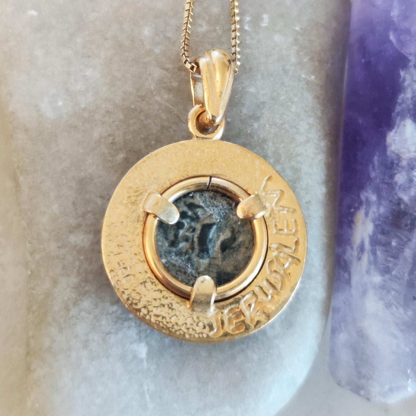Genuine Widow's mite coin necklace, Christian Women Gold Plated medallion, Antique bible pendant, Jesus ancient coin jewelry, Mark 12:41