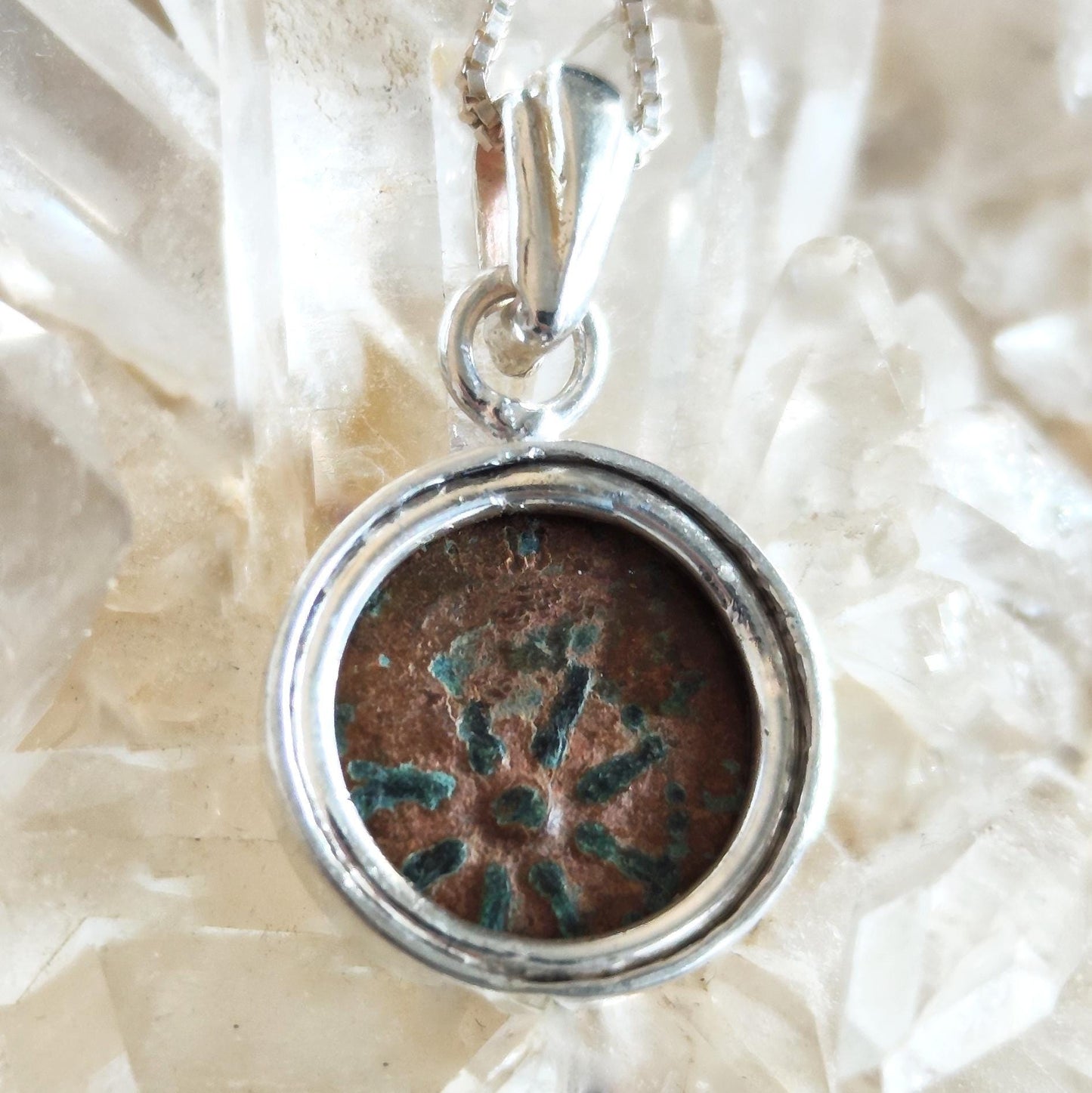 Christian Artifact Silver Pendant for Men, Ancient Judean Widow’s Mite Necklace, Jesus Poor Widow Story Jewelry