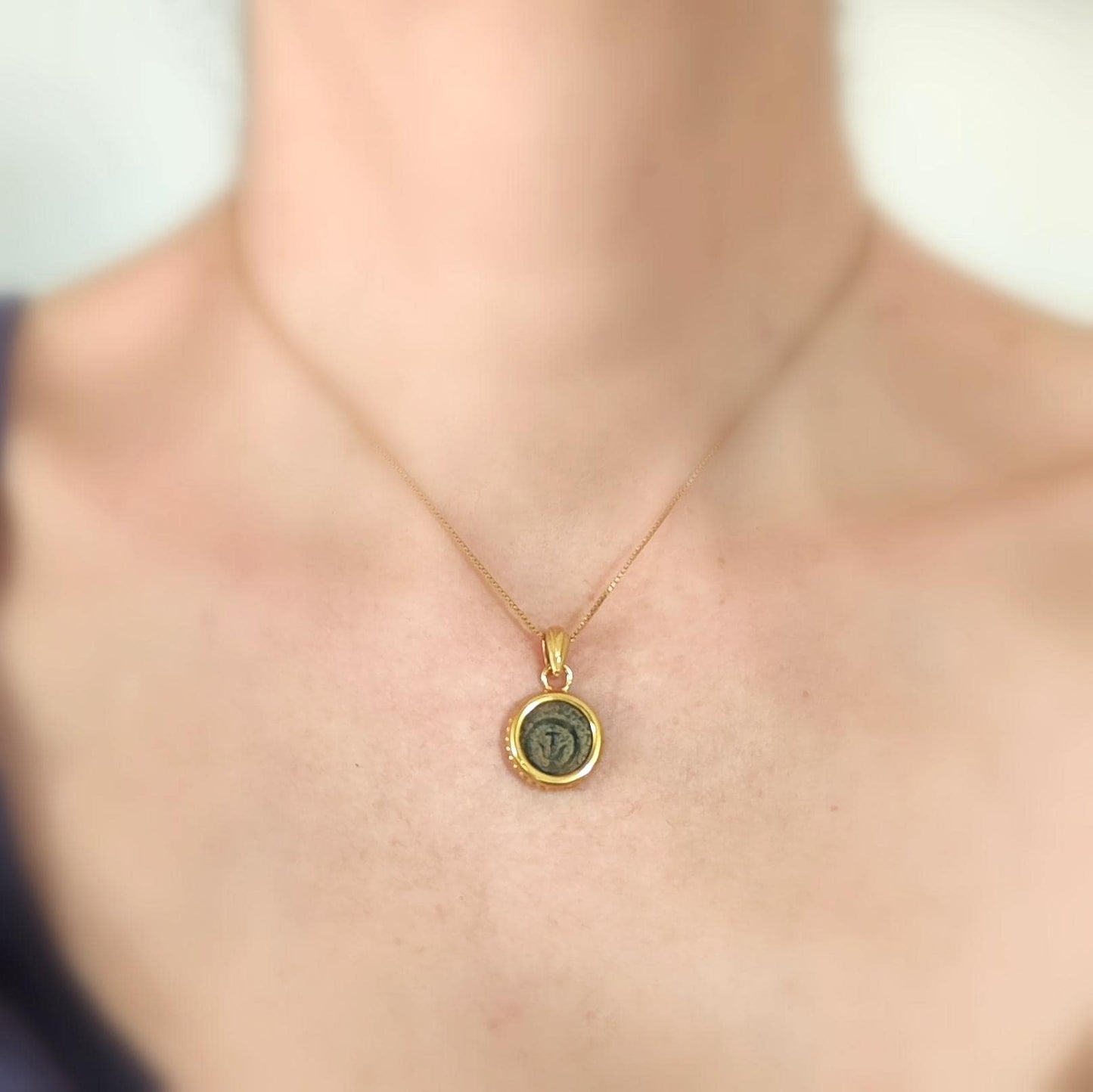 Genuine Biblical Coin Necklace, Antique Real Widow's Mite Coin Gold Plated small Pendant, Jesus Ancient Coin Jewelry, Christian Gift Idea