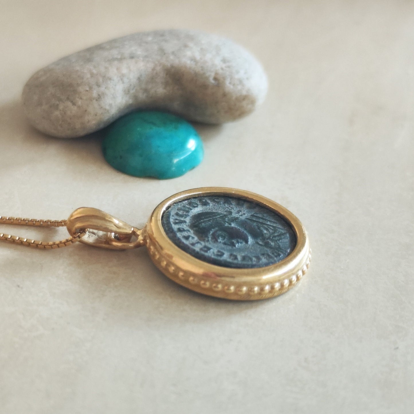 Certified Antique Roman Emperor Crispus Coin Necklace, Genuine Ancient Coin Gold Plated medallion, Women Coin Jewelry, Vintage Coin Pendant
