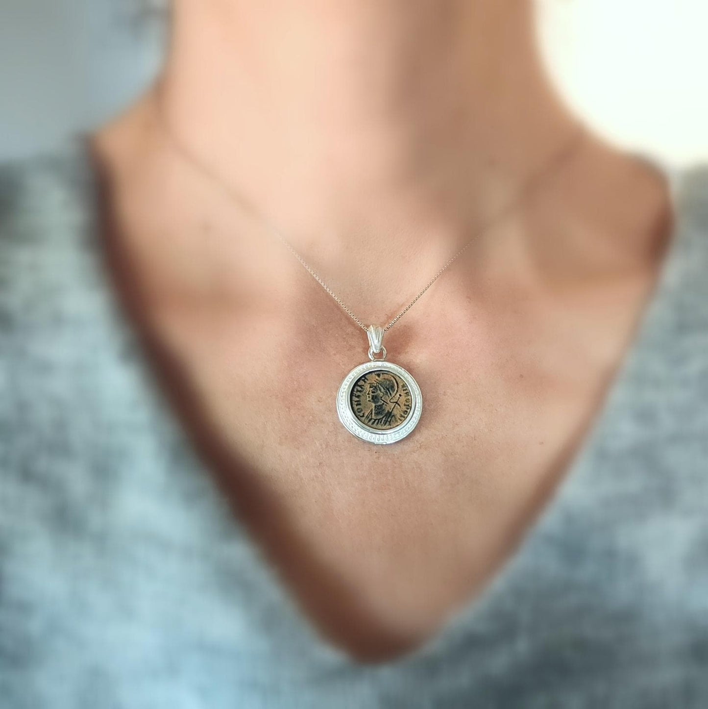 Constantine the Great Pendant, Christian Coin Necklace, Roman Coin Necklace, Ancient Coin Necklace, Antique Coin Pendant, Christian Gift