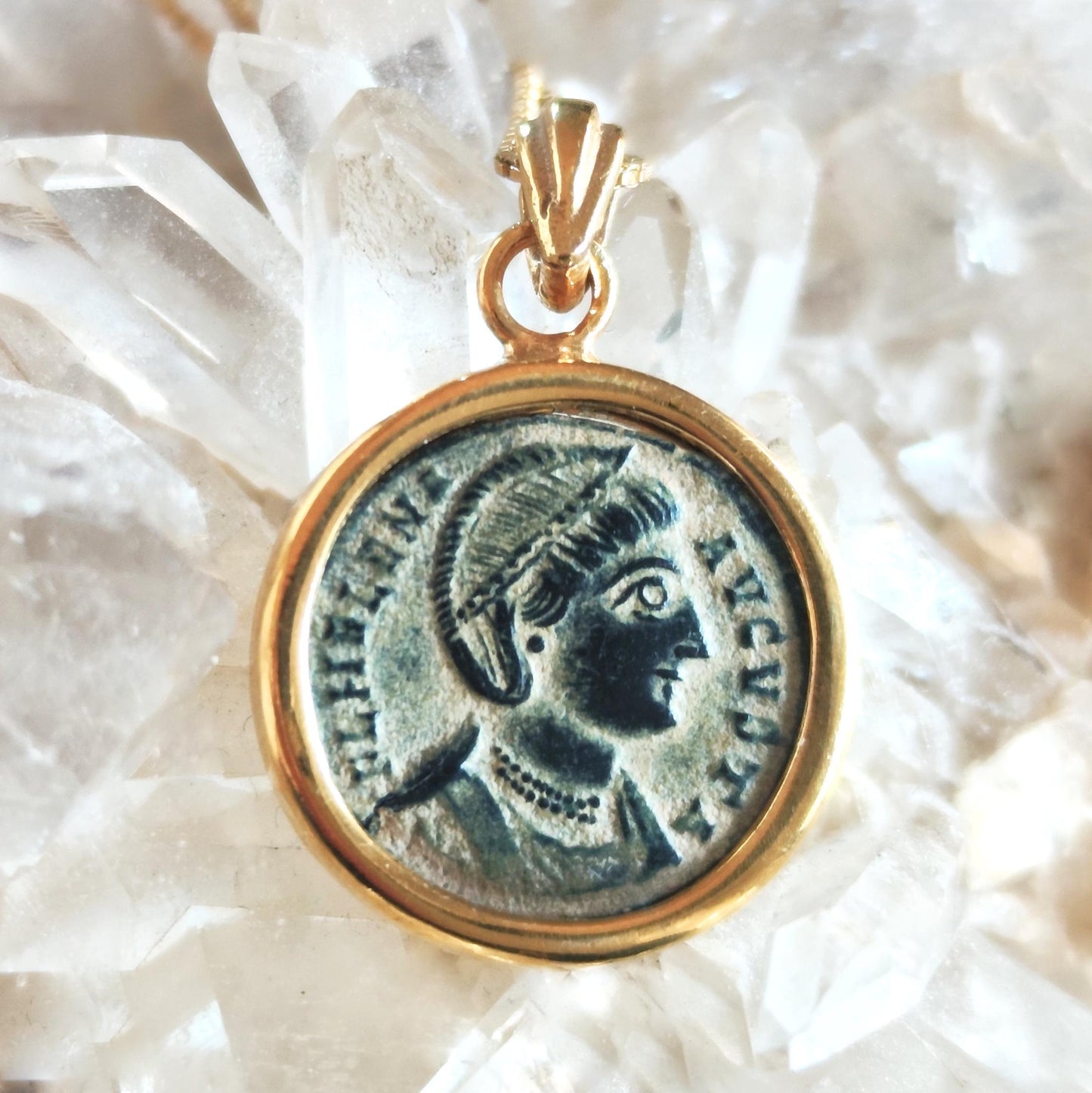 Real Ancient St. Helena Coin Necklace, Roman Christian Medallion, Mother of Constantine The Great Pendant, Saint Helen Gift for Women