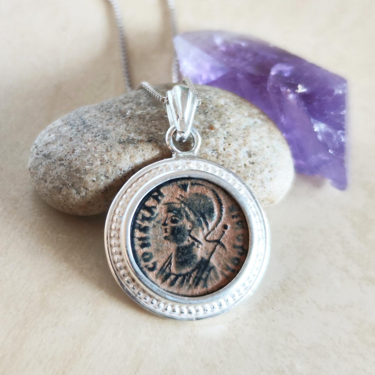 Constantine the Great Pendant, Christian Coin Necklace, Roman Coin Necklace, Ancient Coin Necklace, Antique Coin Pendant, Christian Gift