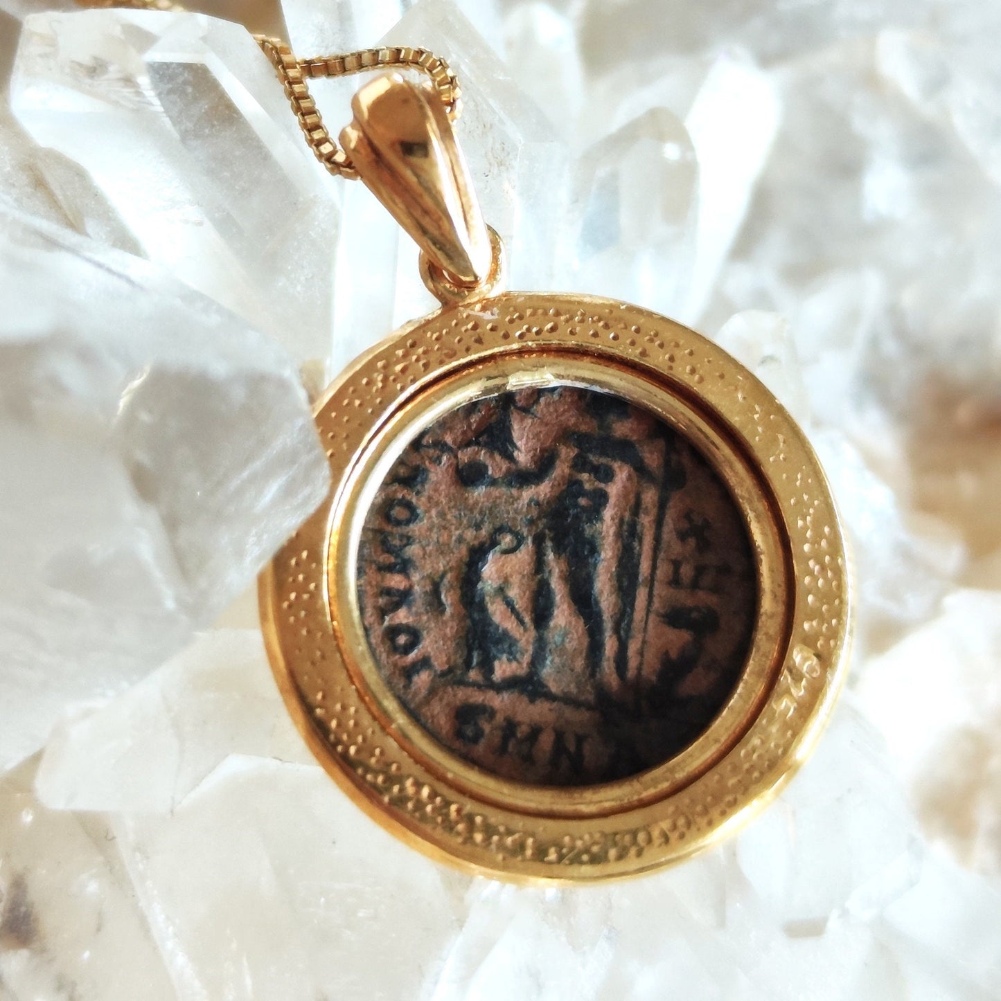 Genuine Roman Coin Medallion, Emperor Licinius I Antique Bronze Coin Gold Plated Pendant, Vintage Style Statement Necklace, Jupiter Pendant