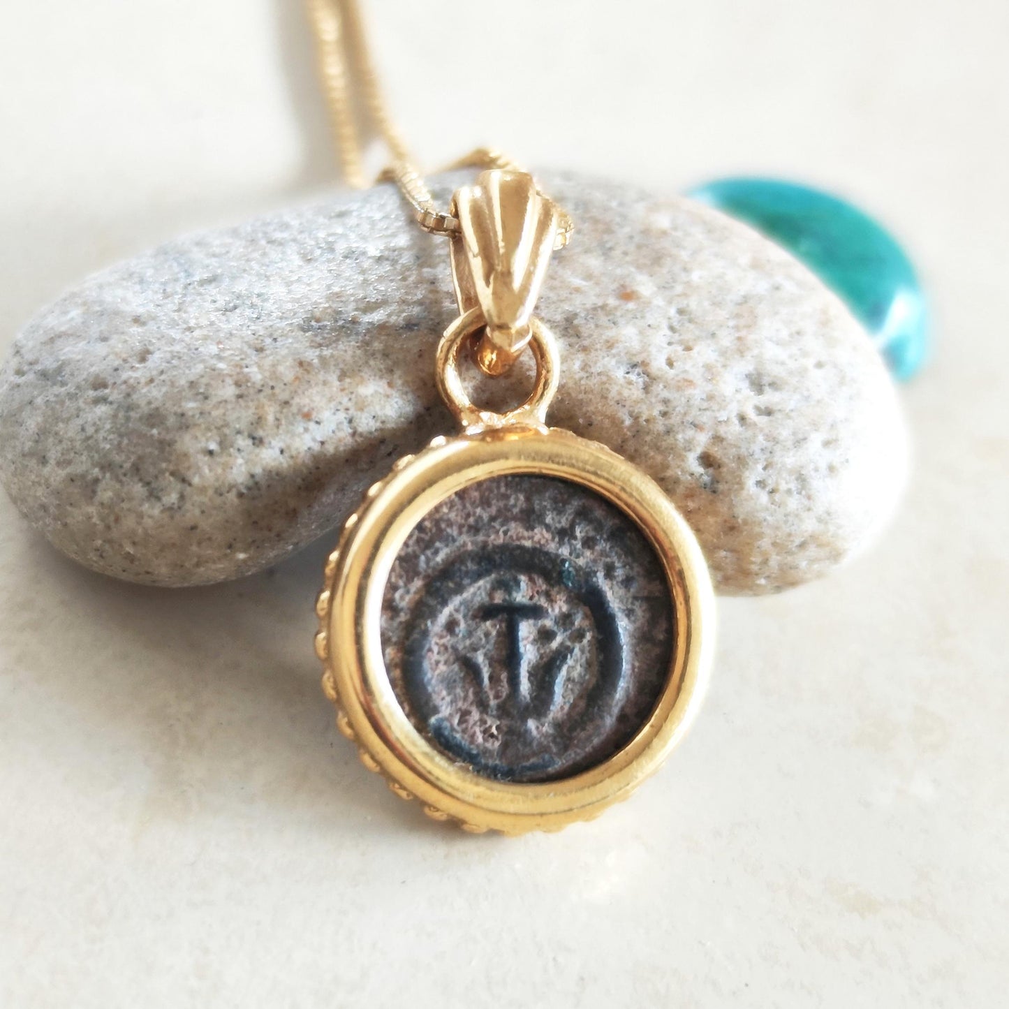 Genuine Biblical Coin Necklace, Antique Real Widow's Mite Coin Gold Plated small Pendant, Jesus Ancient Coin Jewelry, Christian Gift Idea