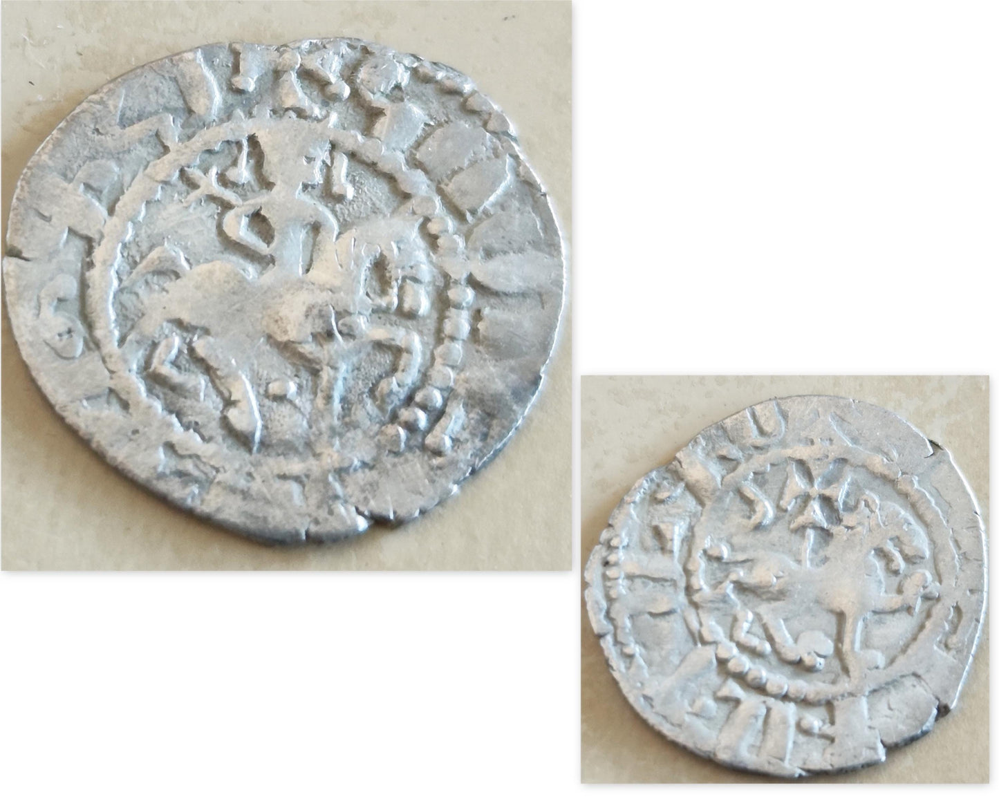 Authentic Medieval Silver Coin necklace, Horse Lion Crusader Jewelry, Christian Knights Cross Pendant